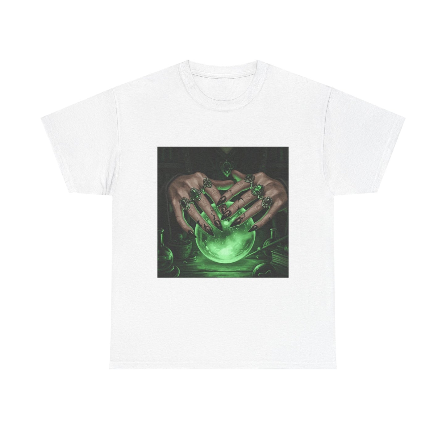 Sorceress's Grasp: Glowing Crystal Ball & Dark Witch Hands