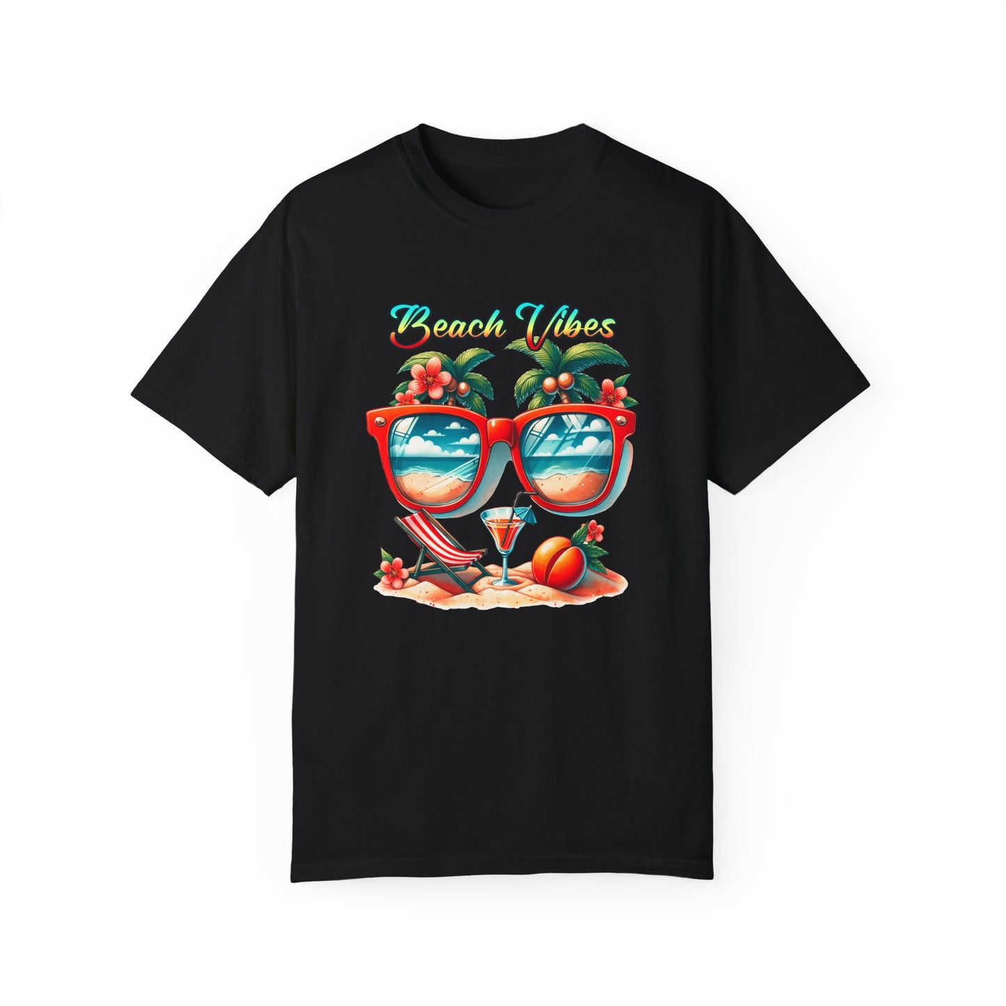Beach Vibes Tropical T-Shirt: Summer-Ready Apparel with Unique Sunglasses & Palm Tree Design