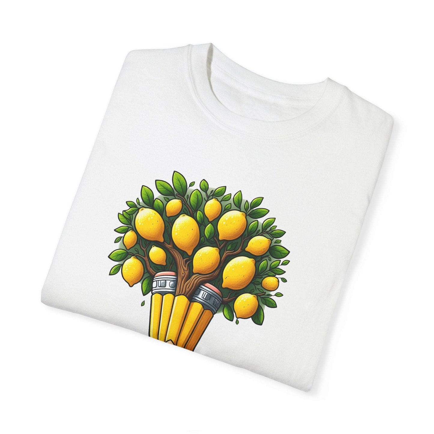 Artistic Lemon Pencil Tree T-Shirt - Unique Art & Nature Celebrating Growth and Imagination