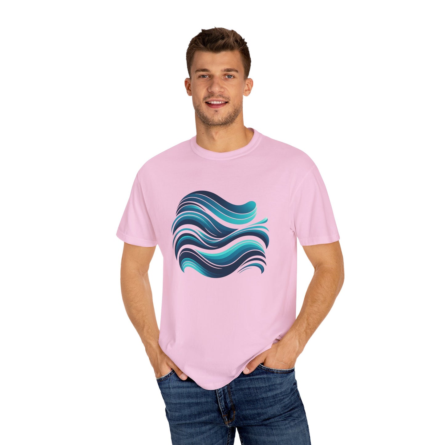 Abstract Ocean Wave T-Shirt Modern Aqua Design Artistic Sea Wave