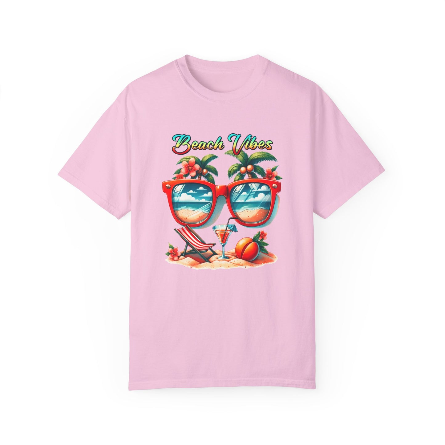 Beach Vibes Tropical T-Shirt: Summer-Ready Apparel with Unique Sunglasses & Palm Tree Design