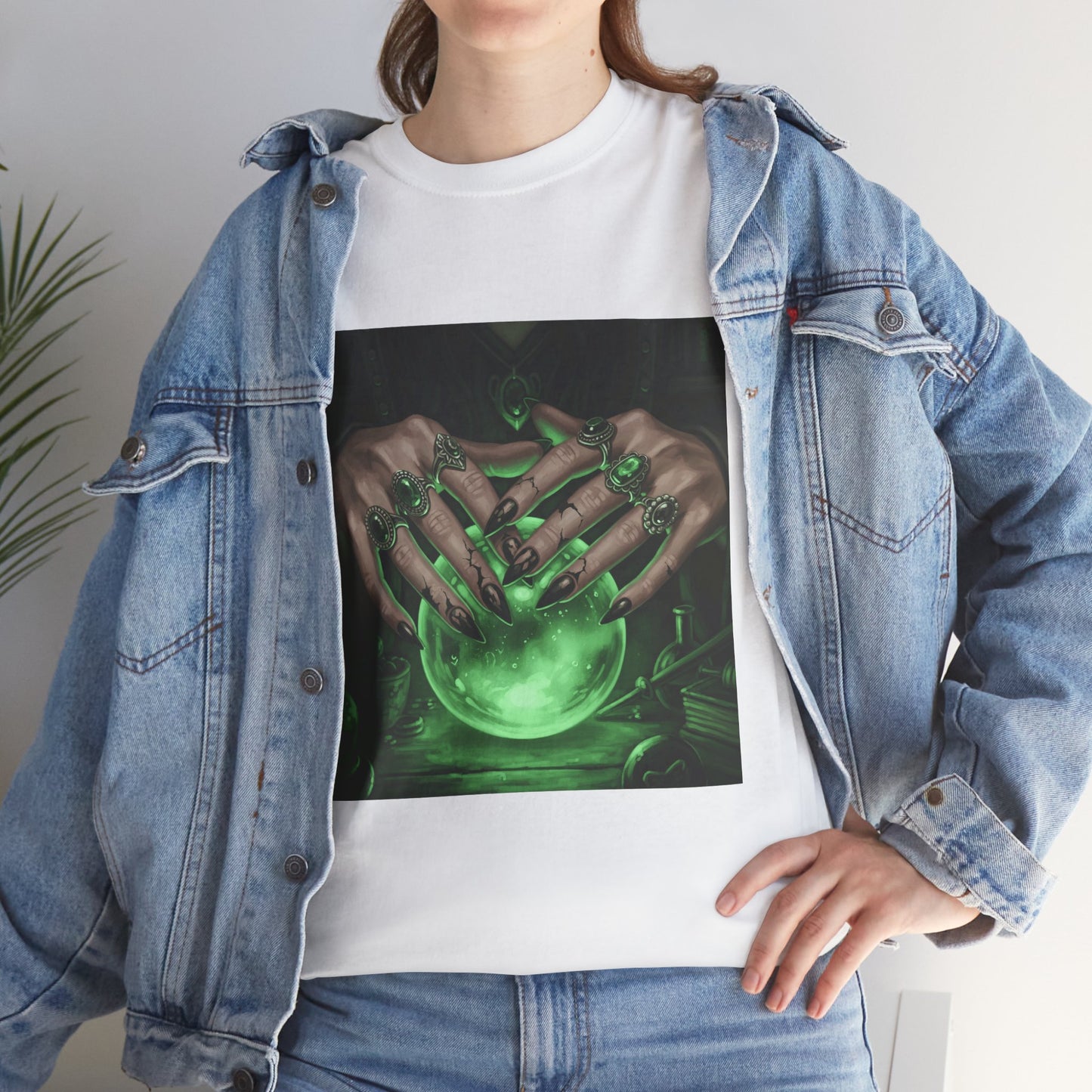 Sorceress's Grasp: Glowing Crystal Ball & Dark Witch Hands