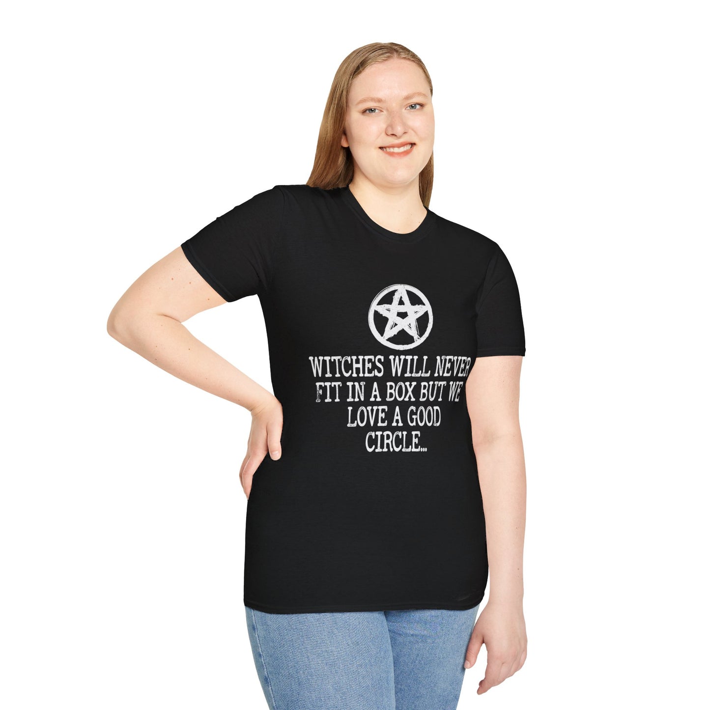 Spooky Circle-Loving Witches Halloween T-Shirt - Unique Pentagram Design