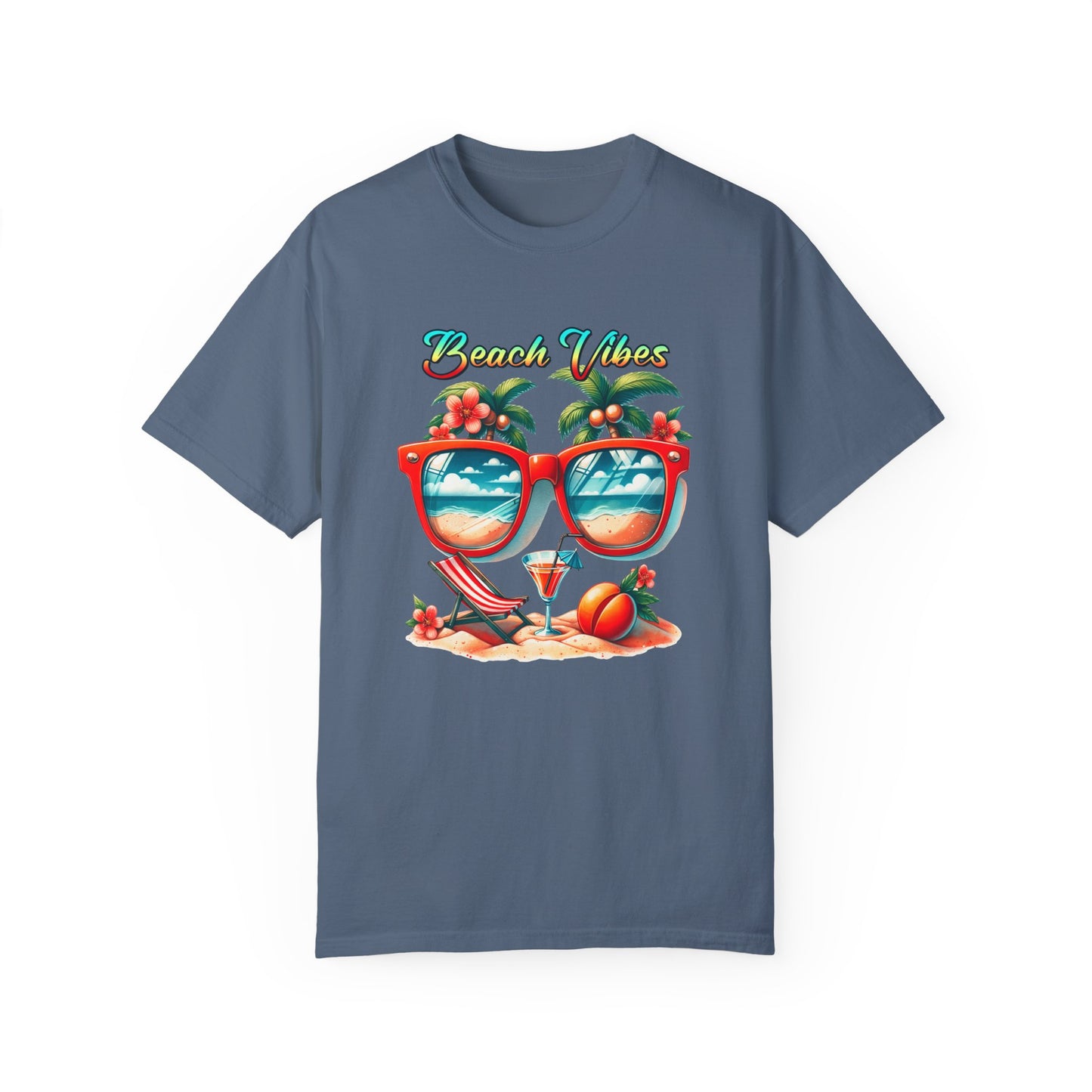 Beach Vibes Tropical T-Shirt: Summer-Ready Apparel with Unique Sunglasses & Palm Tree Design