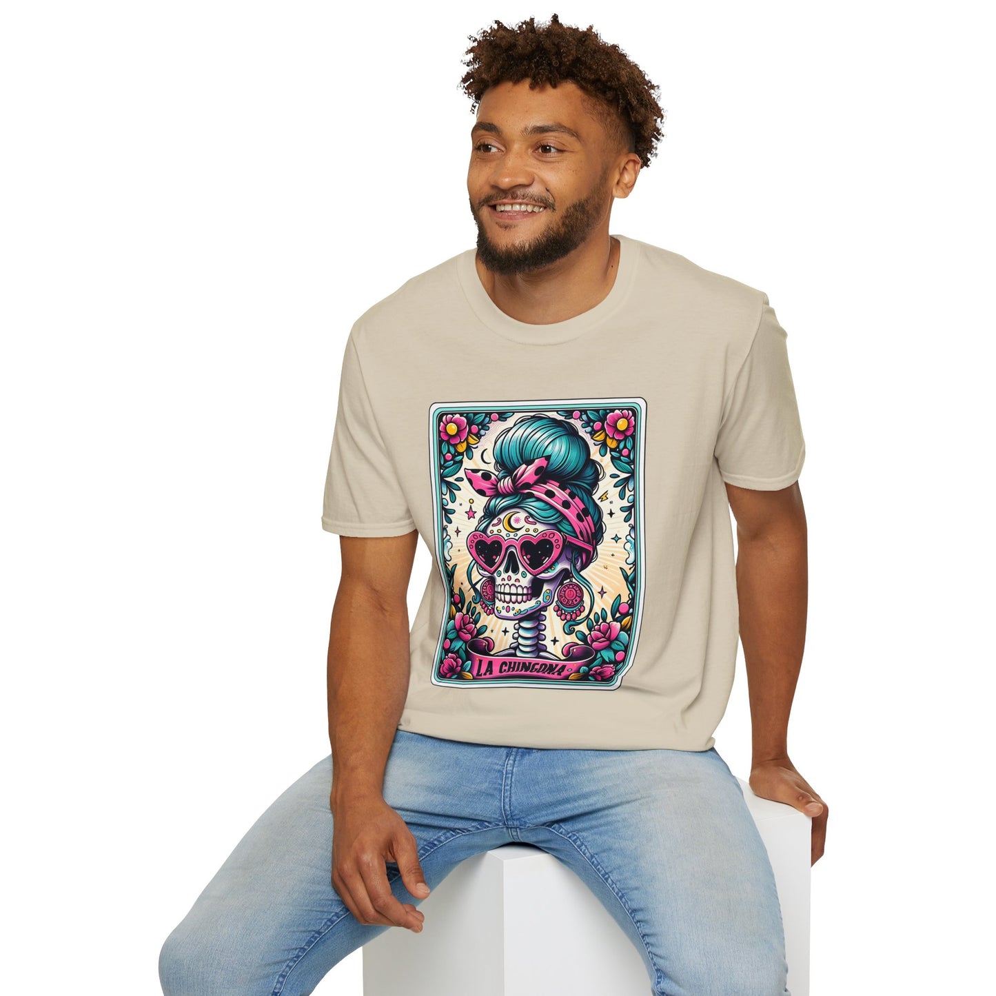 Vibrant Sugar Skull T-Shirt - Unique Spooky Halloween Apparel Inspired by Dia de los Muertos