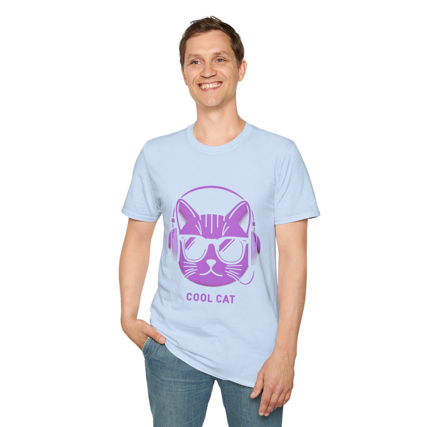 Cool Cat - Halloween Cat with Headphones Unisex Softstyle T-Shirt