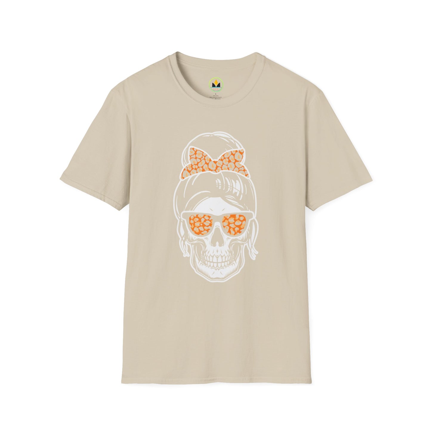 Spooky Chic Skull Tee - Leopard Print Bow & Sunglasses - Halloween Fashion Statement
