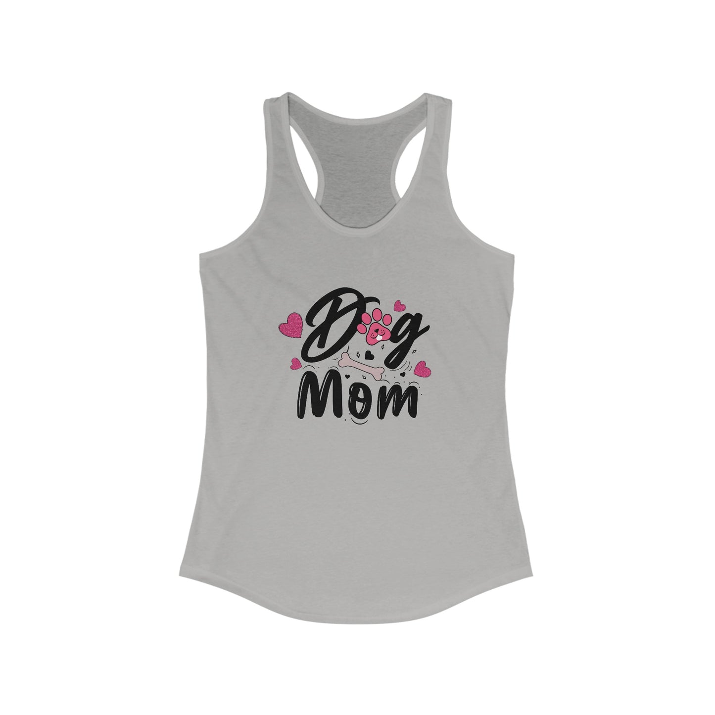 Dog Mom Tank Top with Playful Paw & Hearts - Perfect for Pet Lovers