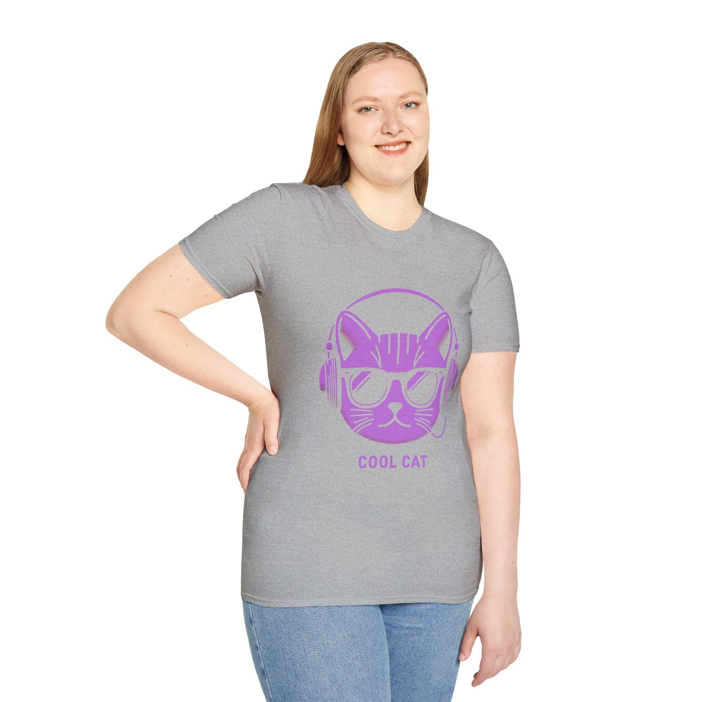 Cool Cat - Halloween Cat with Headphones Unisex Softstyle T-Shirt
