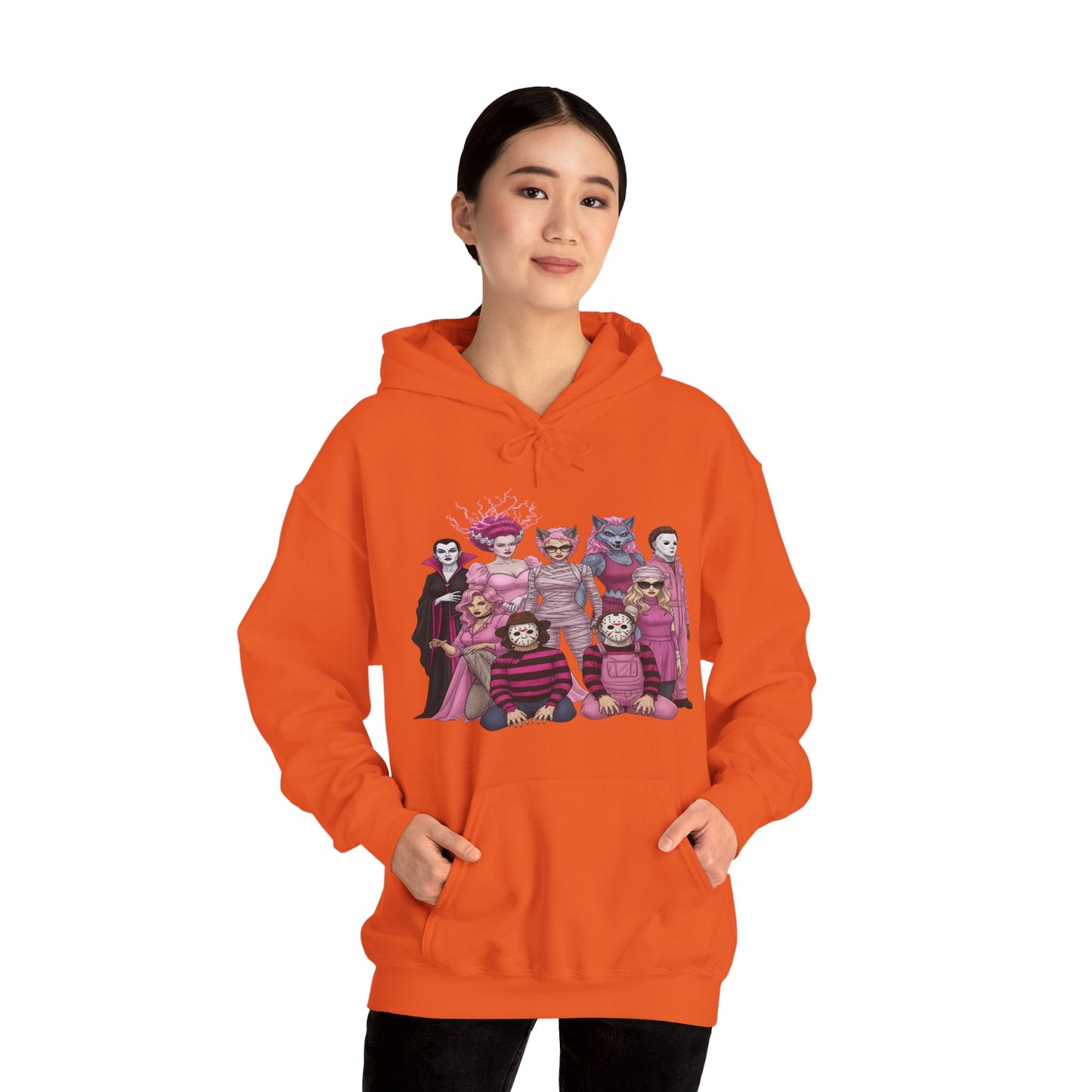 Lady Slashers Halloween Hoodie | Female Horror Villains Hooded Sweatshirt Perfect for Costume Parties