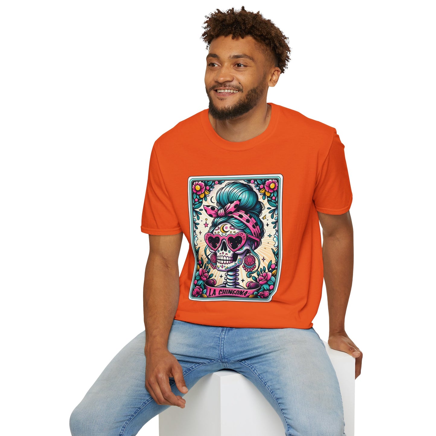 Vibrant Sugar Skull T-Shirt - Unique Spooky Halloween Apparel Inspired by Dia de los Muertos