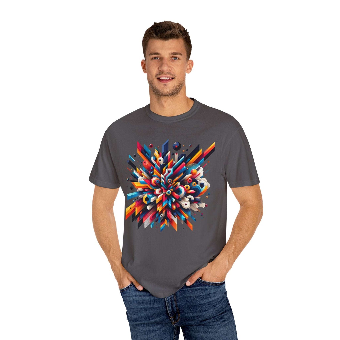 Abstract Geometric Explosion T-Shirt & Hoodie - Vibrant 3D Graphic Art Apparel-min
