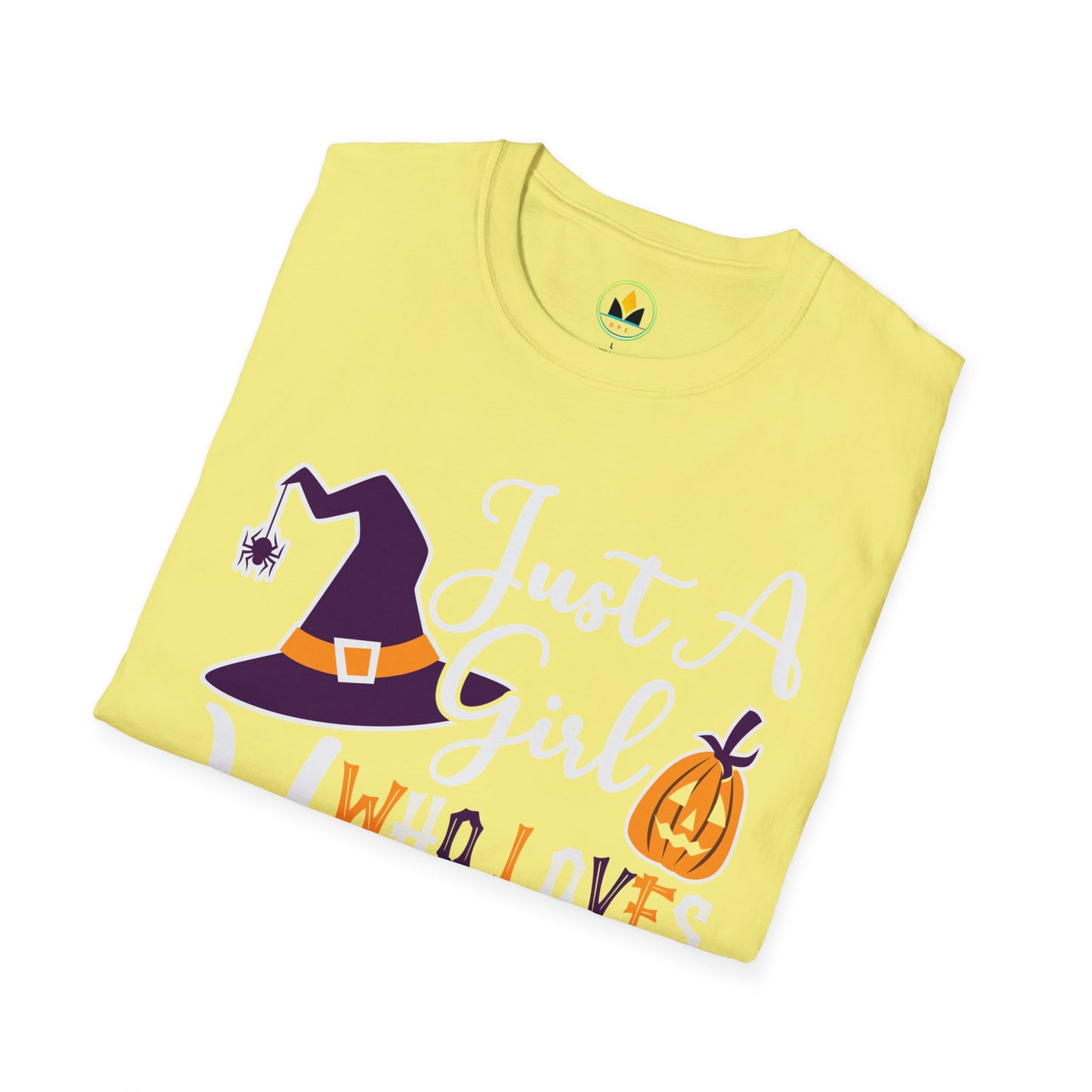 Just A Girl Who Loves Halloween - Witch & Pumpkin Unisex Softstyle T-Shirt