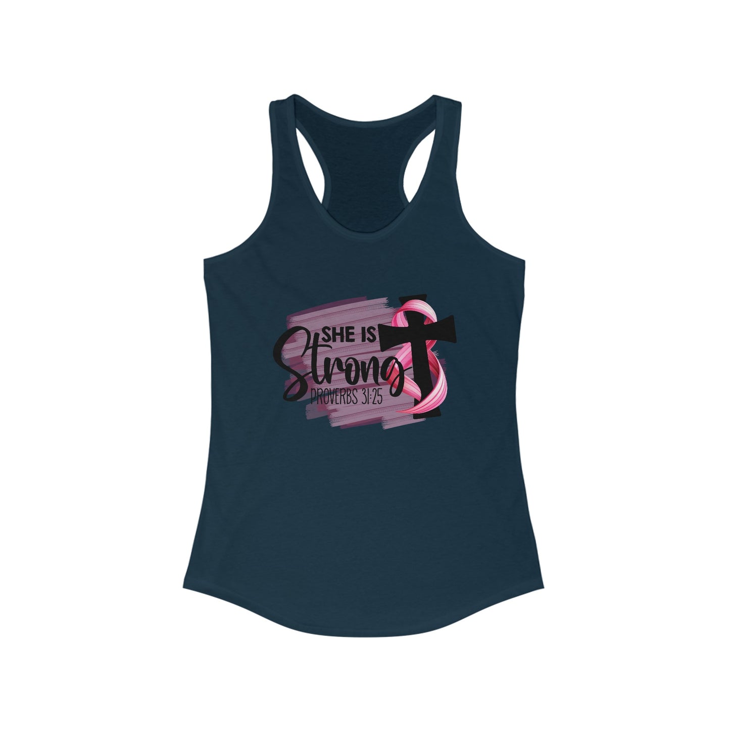 Empowering Women’s Cancer Awareness Tank Top - ‘She is Strong - Proverbs 31:25’