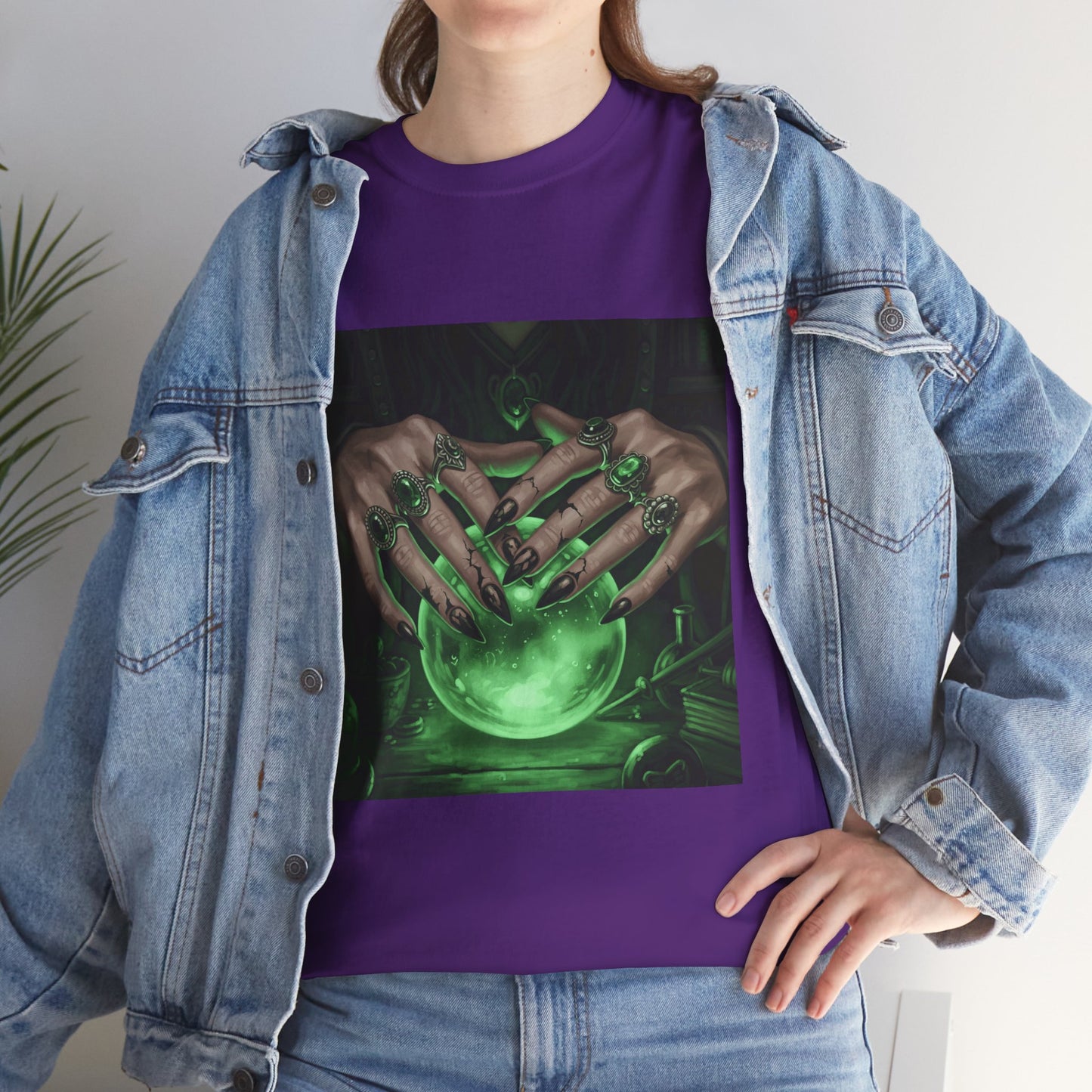 Sorceress's Grasp: Glowing Crystal Ball & Dark Witch Hands