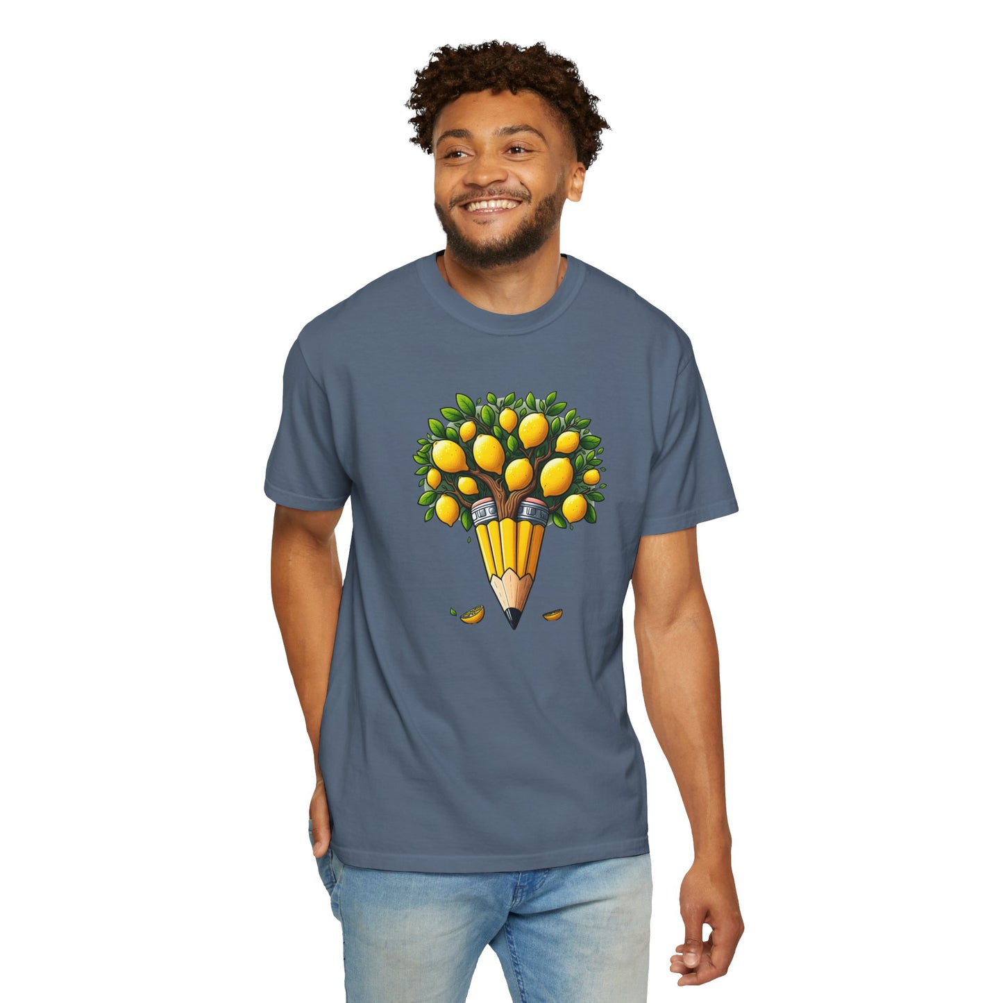 Artistic Lemon Pencil Tree T-Shirt - Unique Art & Nature Celebrating Growth and Imagination