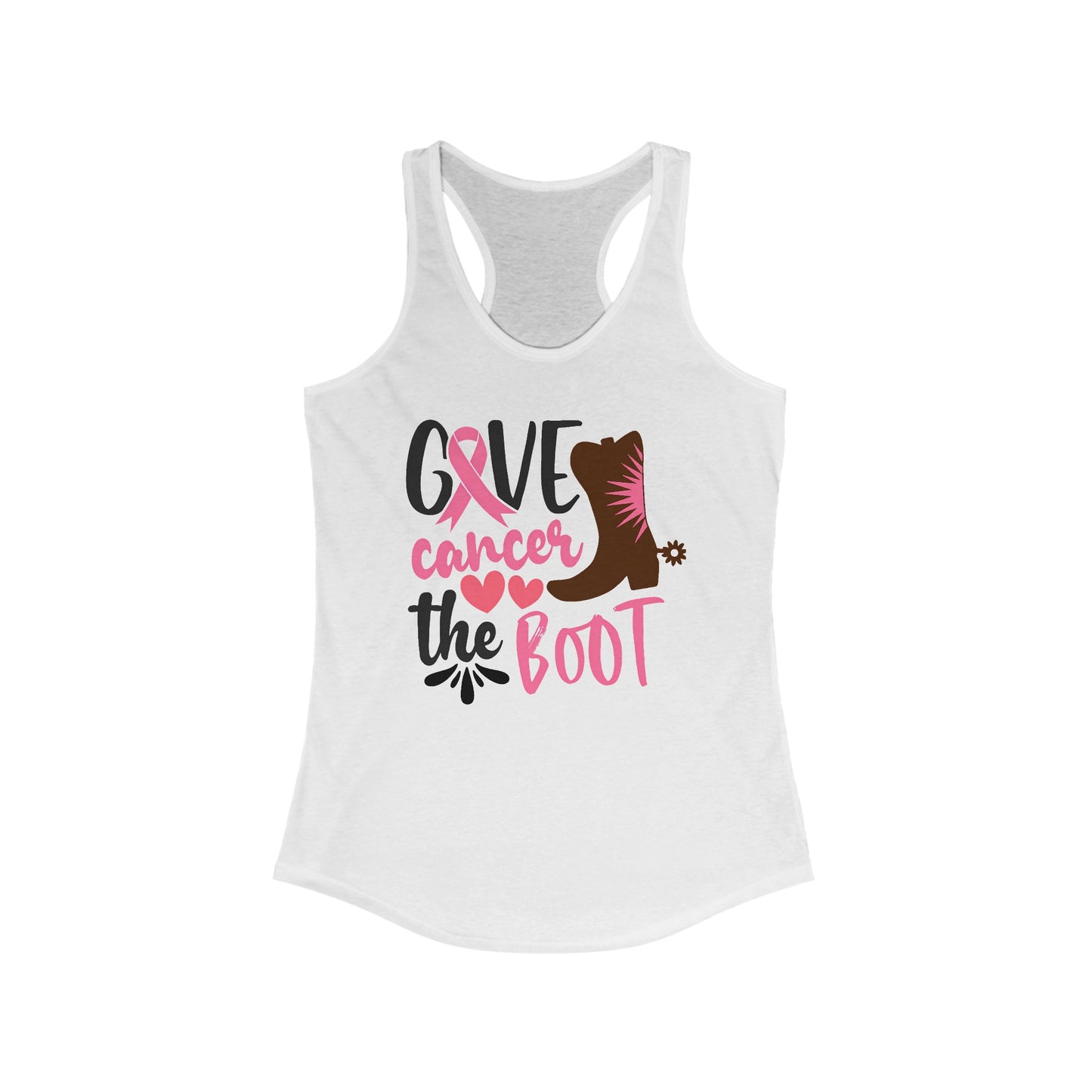 Give Cancer The Boot - Women’s Cancer Awareness Tank Top with Western Motif