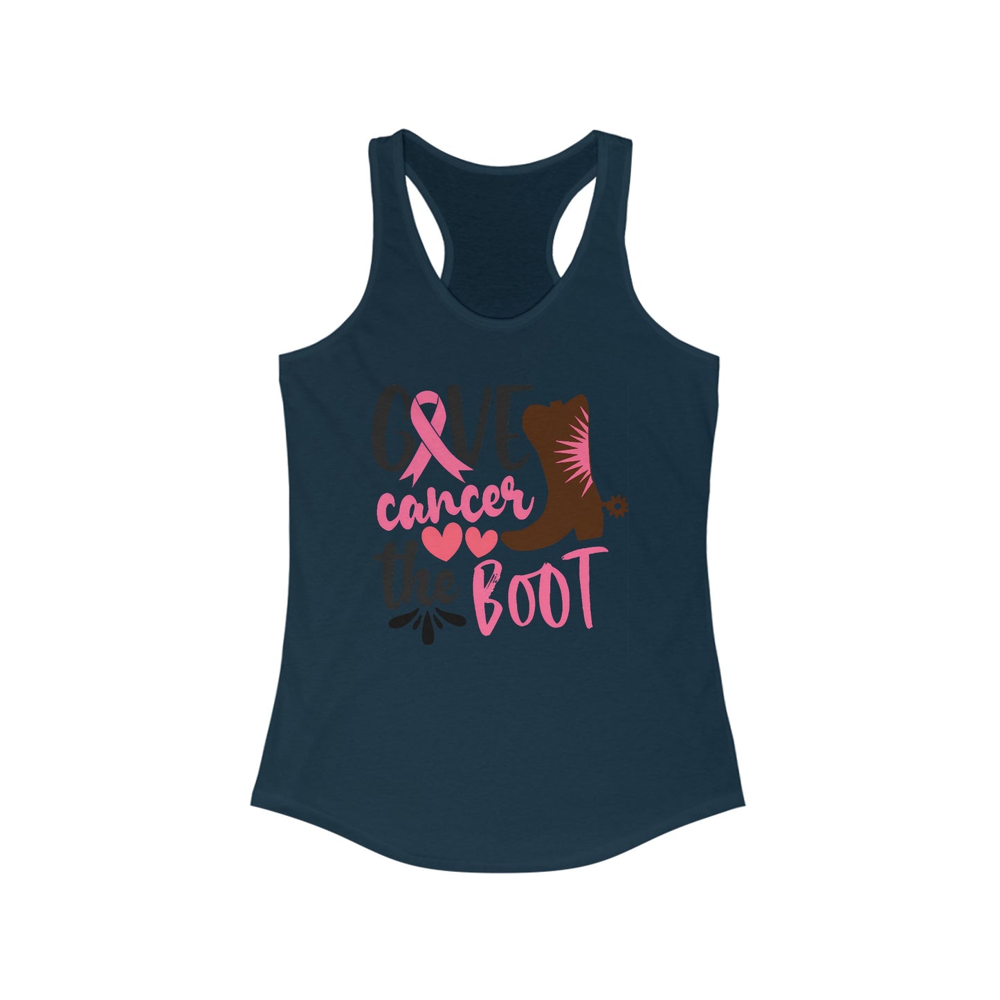 Give Cancer The Boot - Women’s Cancer Awareness Tank Top with Western Motif