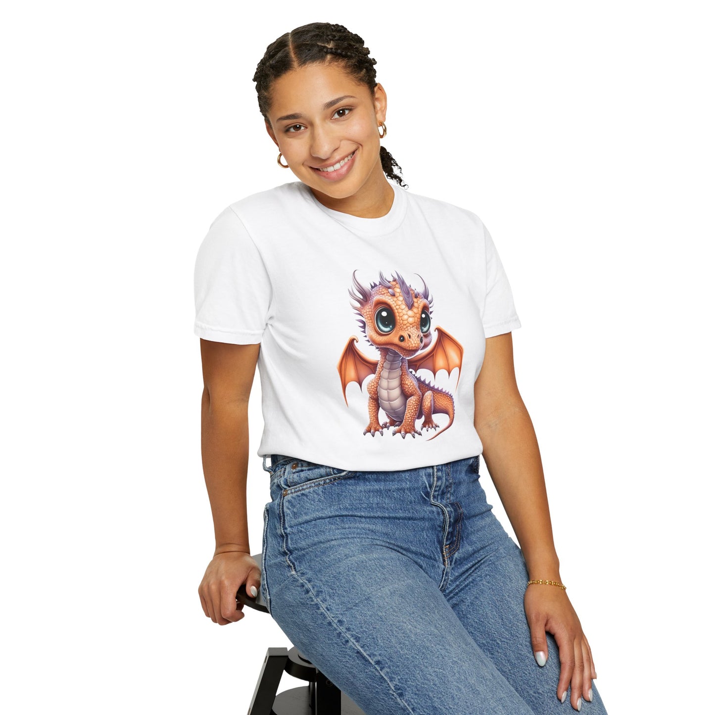 Charming Orange Dragonling T-Shirt Whimsical Fantasy Creature Tee Adorable Dragon Lover Shirt