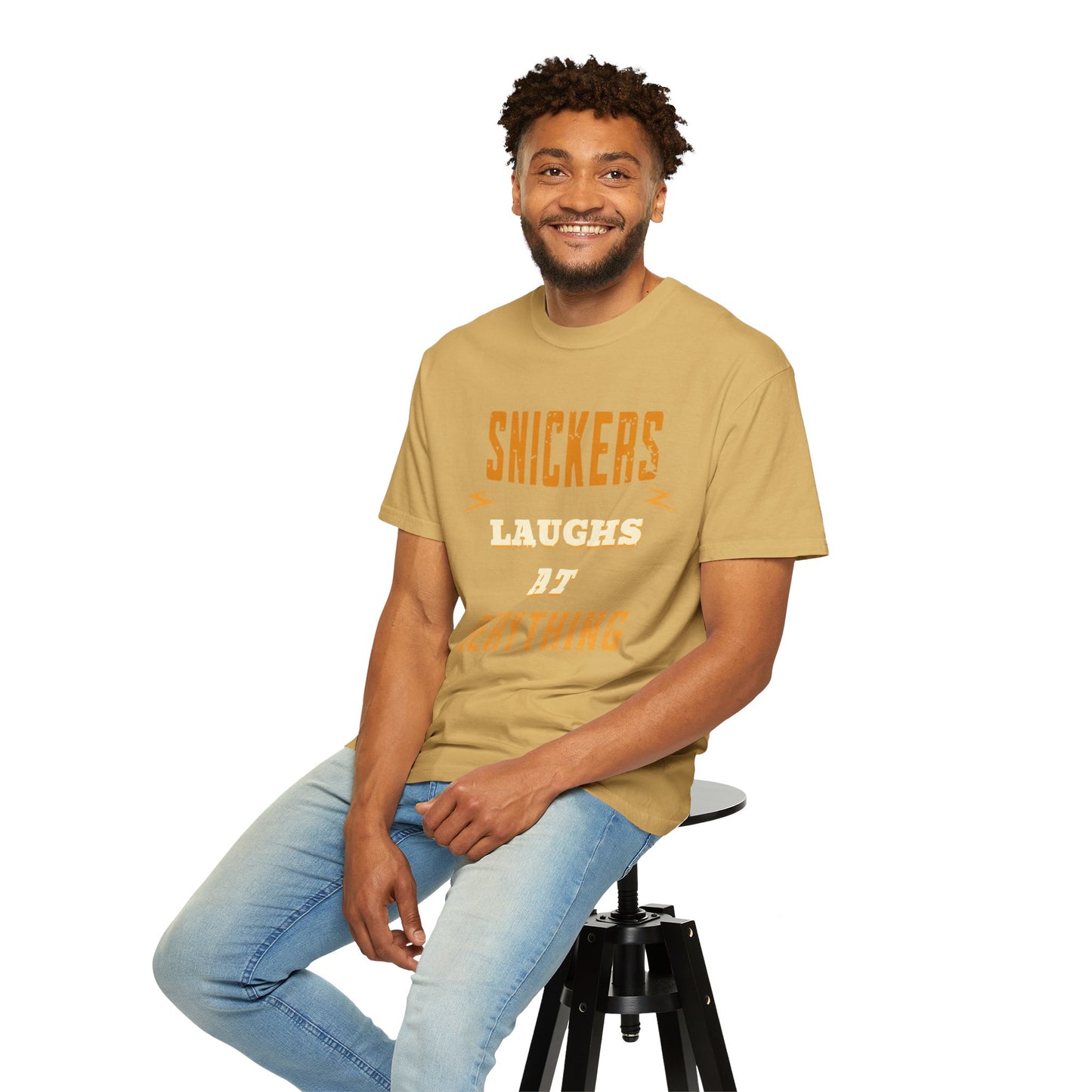 Cheerful 'Laughs at Everything' T-Shirt - coworker/friend Inspired Humorous Fun Shirt