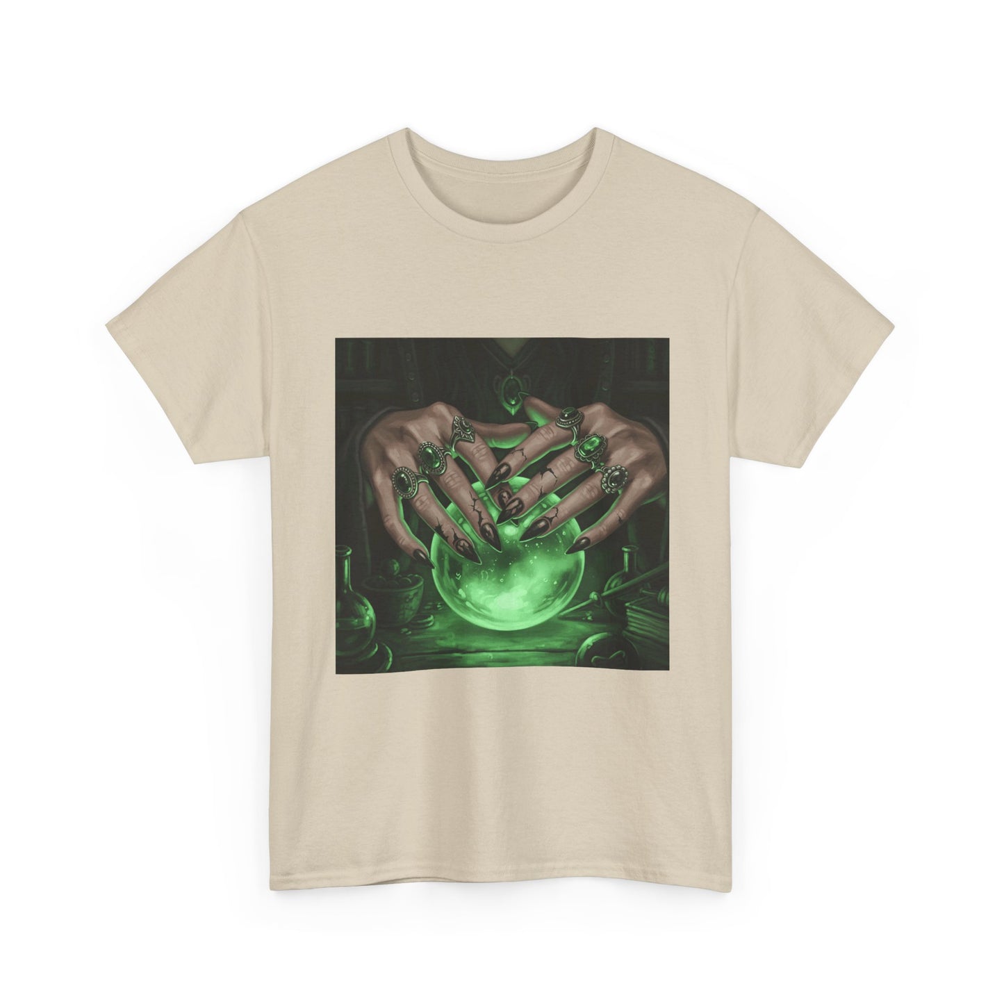 Sorceress's Grasp: Glowing Crystal Ball & Dark Witch Hands