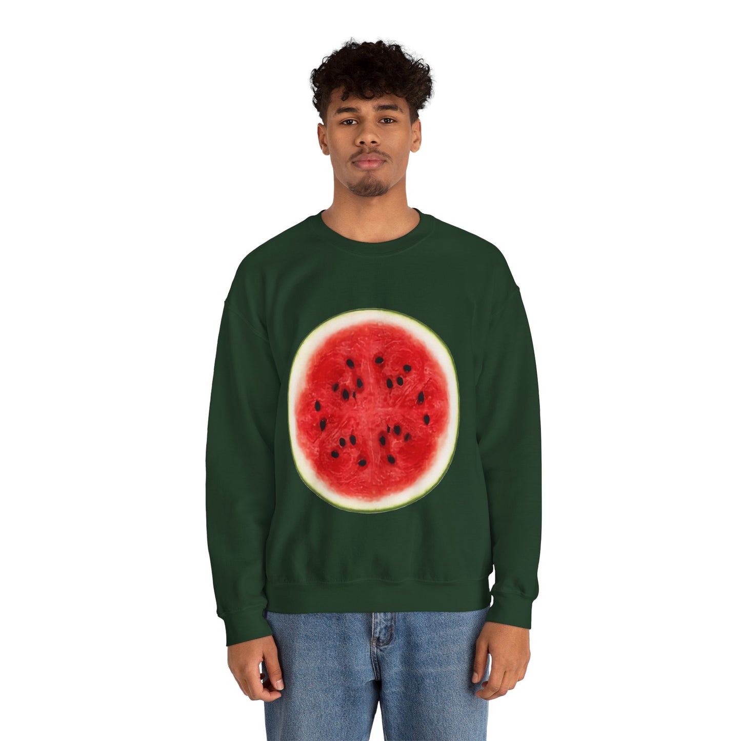 Watermelon Lazy Halloween Costume Sweatshirt | Funny Fruit Crewneck | Unisex Foodie Pullover