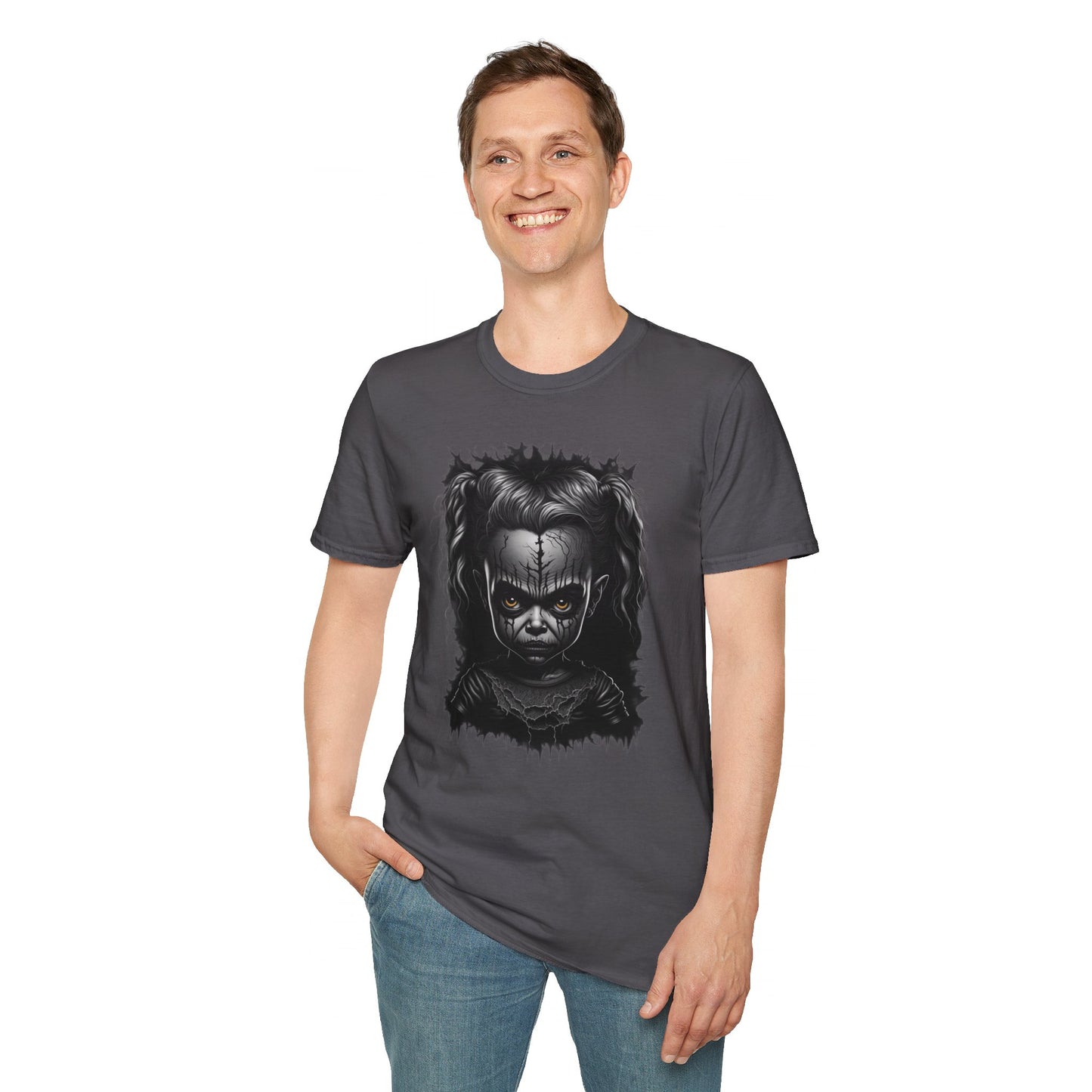 Hauntingly Adorable: Spooky Cute Little Girl Ghost Unisex Softstyle T-Shirt