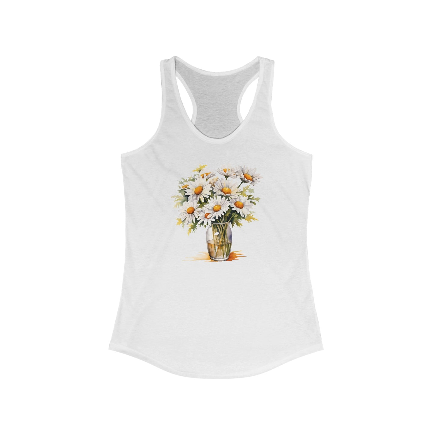 Watercolor Daisy Vase Art Tee - Soft Cotton Floral Print Shirt
