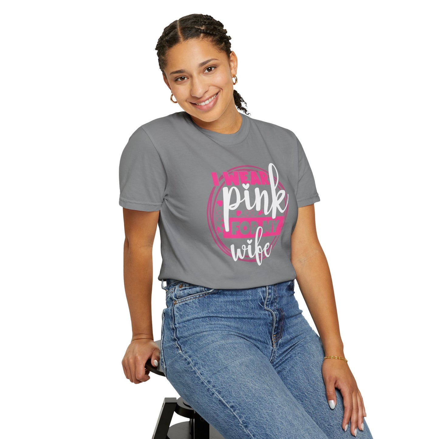 I Wear Pink For My Wife - Supportive Breast Cancer Awareness T-Shirt