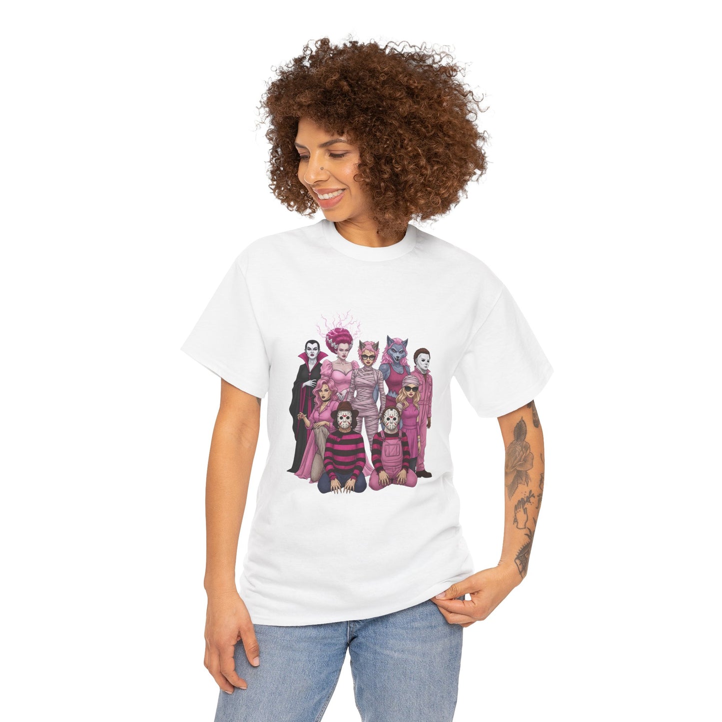 Horror Queens Fighting for a Cause Unisex Tee - Breast Cancer Awareness Month