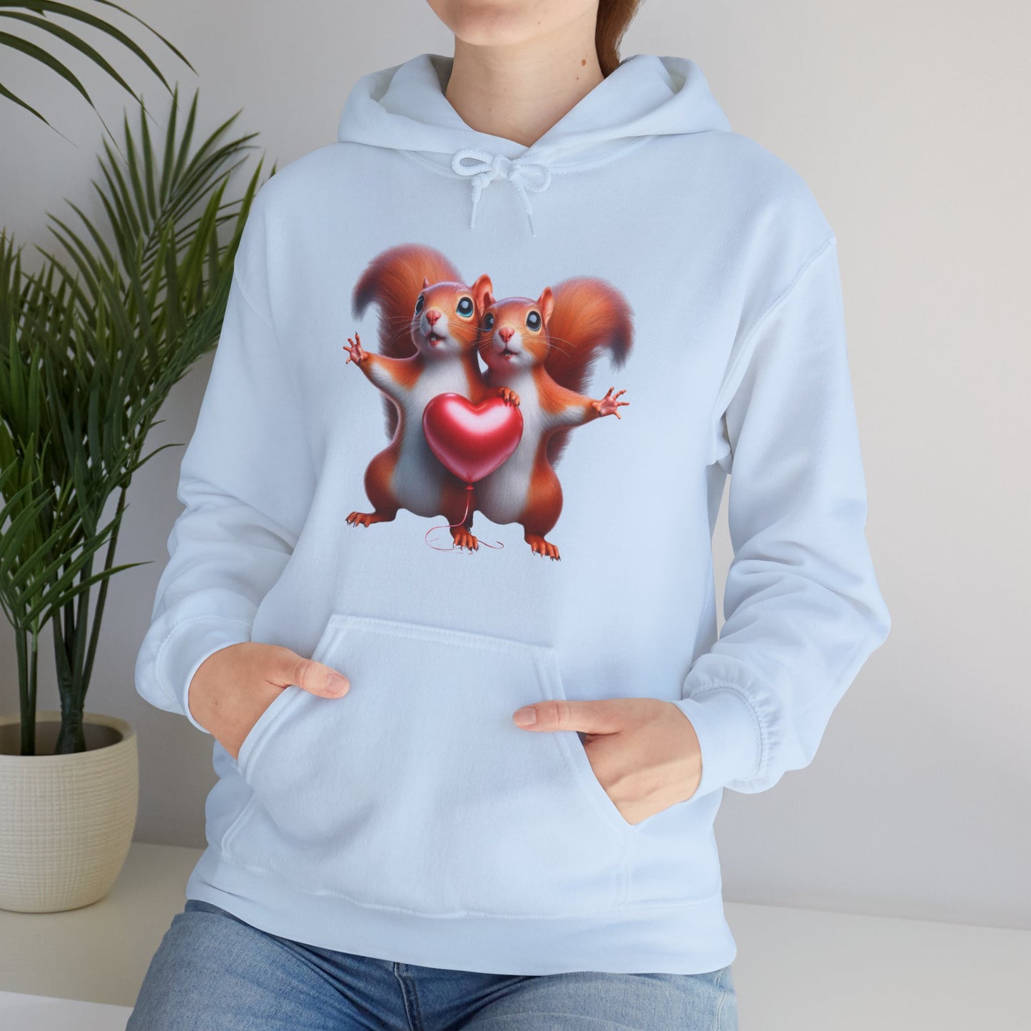 Adorable Squirrel Couple Love Heart Hoodie - Cute Aesthetic Animal Sweatshirt for Couples & Nature Lovers