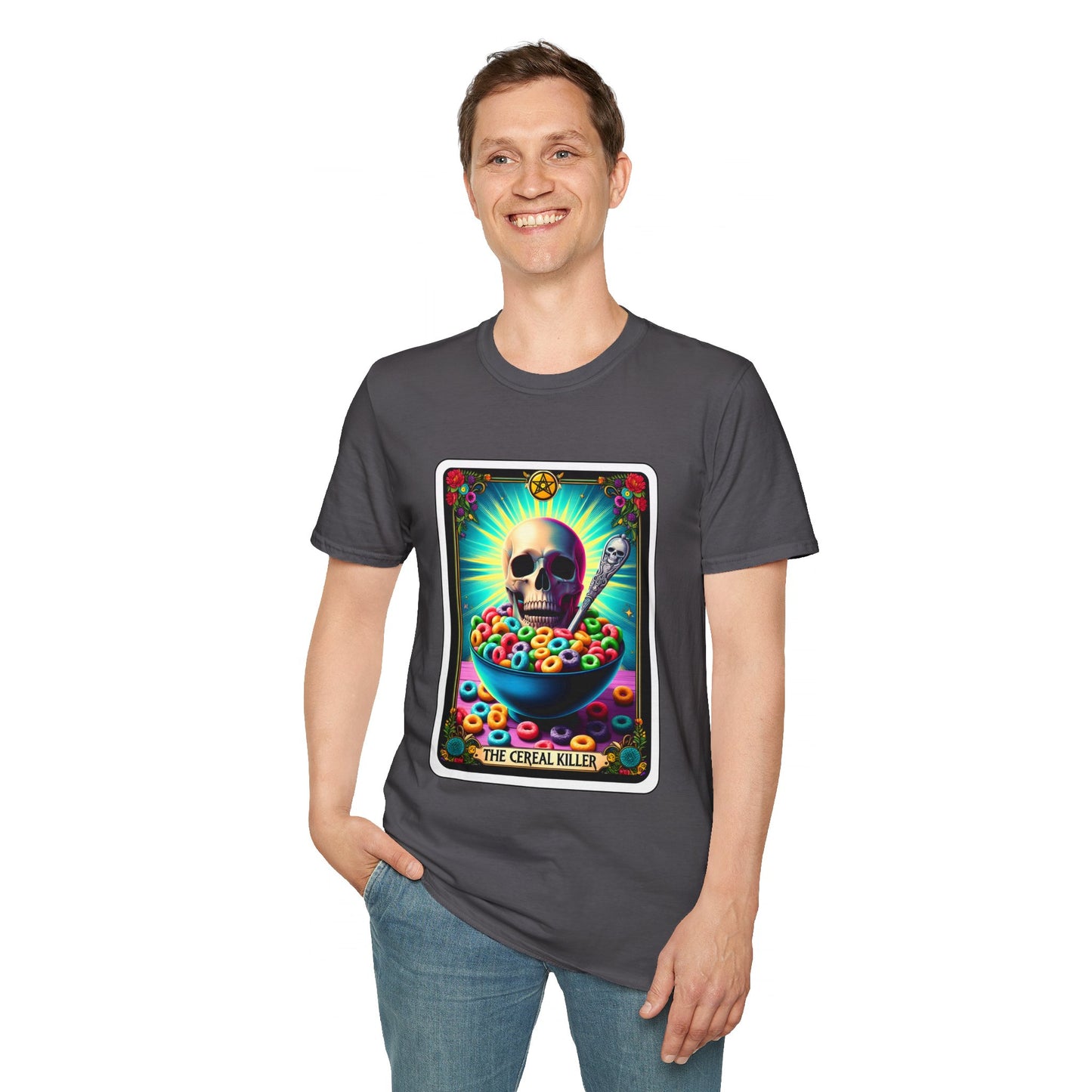 Tarot-Inspired Cereal Killer Halloween Tee - Unique Spooky Design
