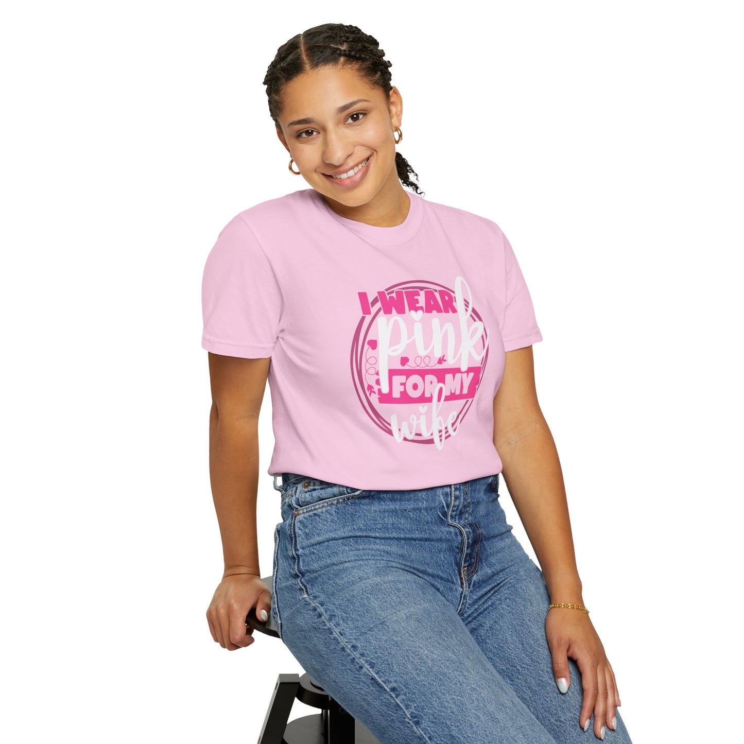 I Wear Pink For My Wife - Supportive Breast Cancer Awareness T-Shirt