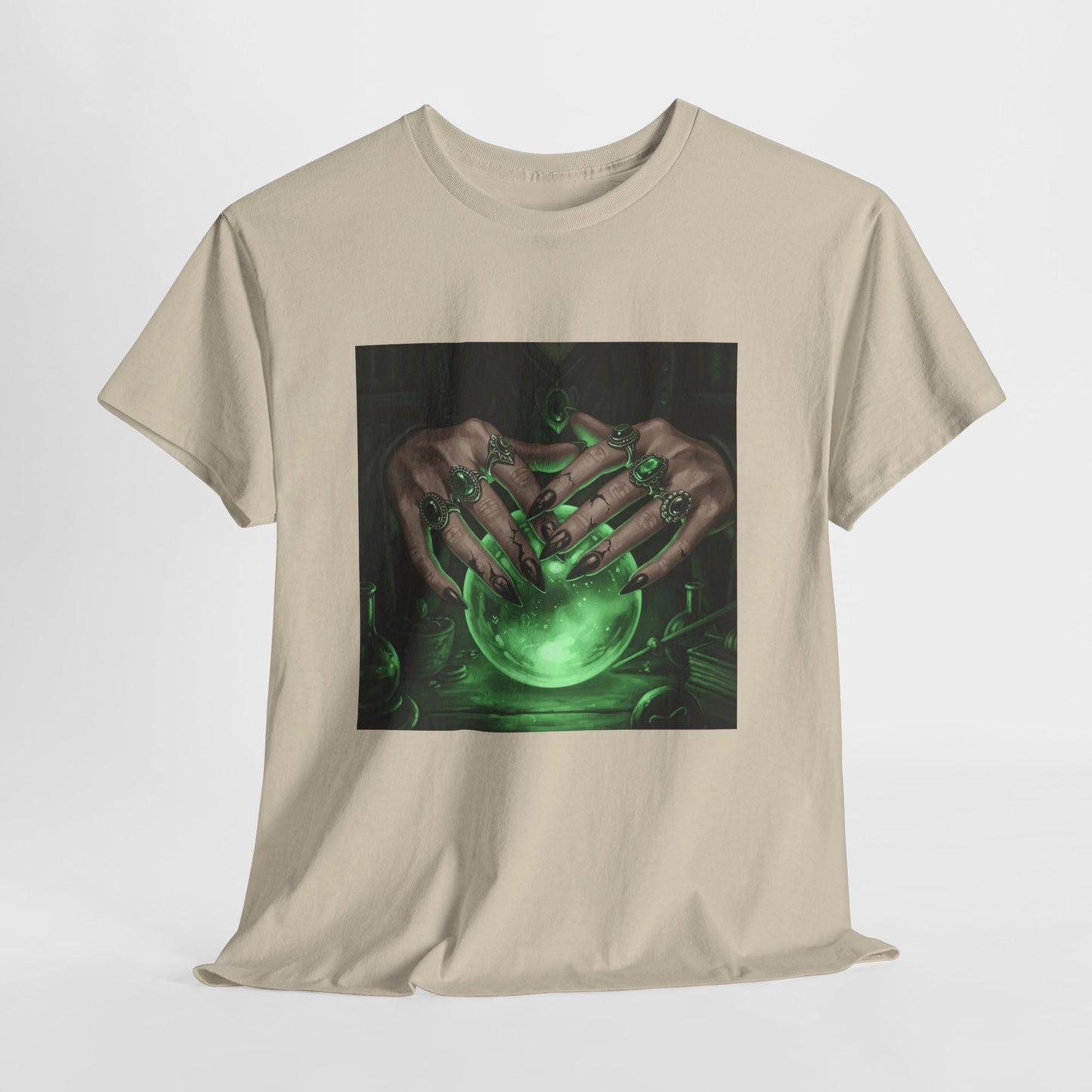 Sorceress's Grasp: Glowing Crystal Ball & Dark Witch Hands