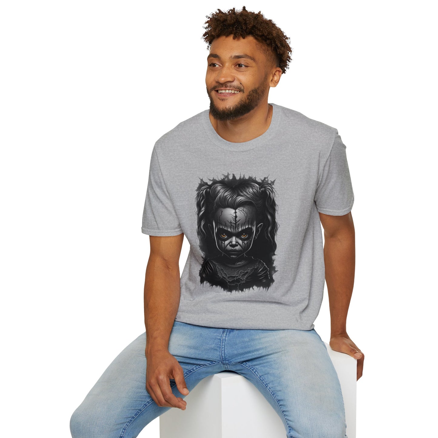Hauntingly Adorable: Spooky Cute Little Girl Ghost Unisex Softstyle T-Shirt
