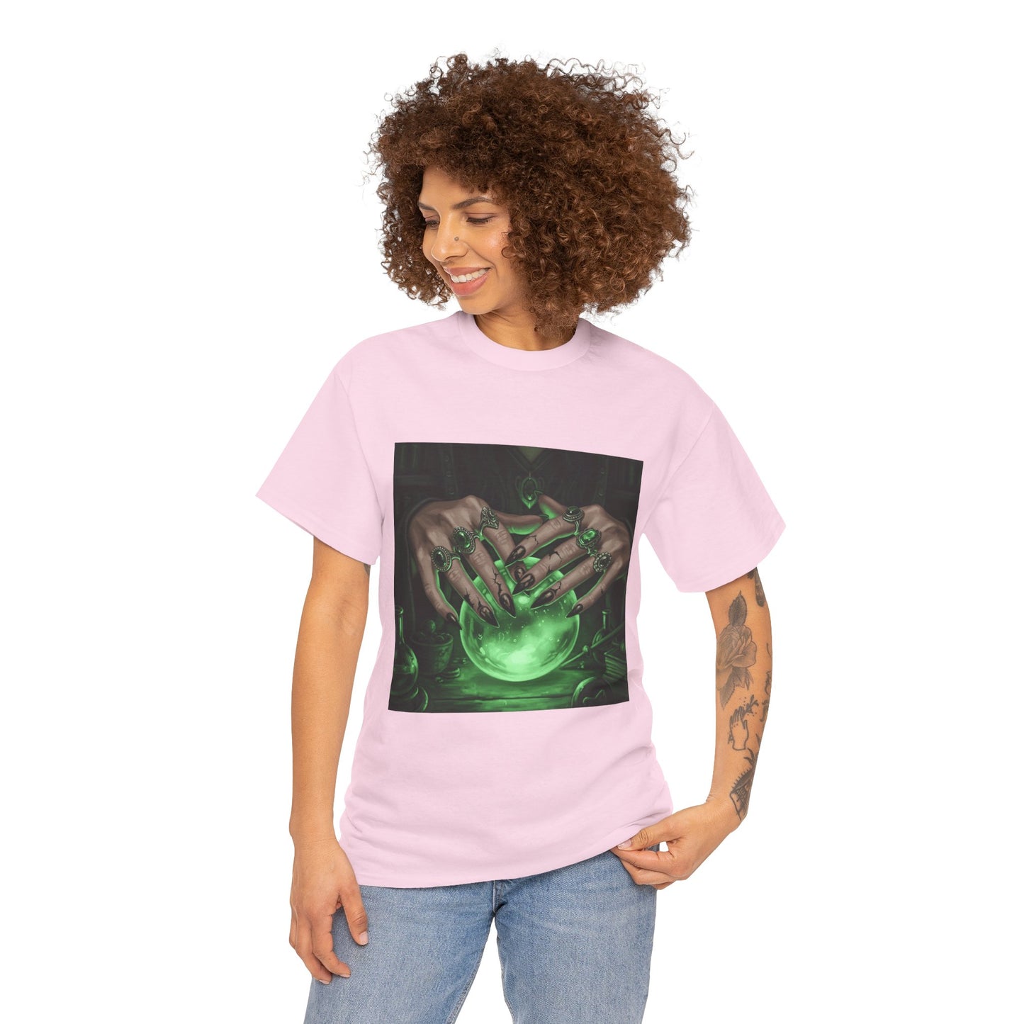 Sorceress's Grasp: Glowing Crystal Ball & Dark Witch Hands