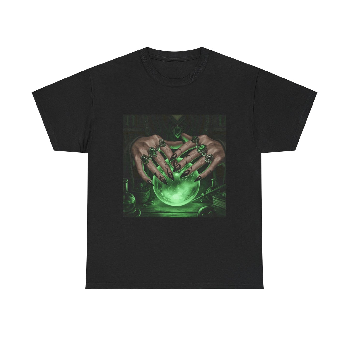 Sorceress's Grasp: Glowing Crystal Ball & Dark Witch Hands