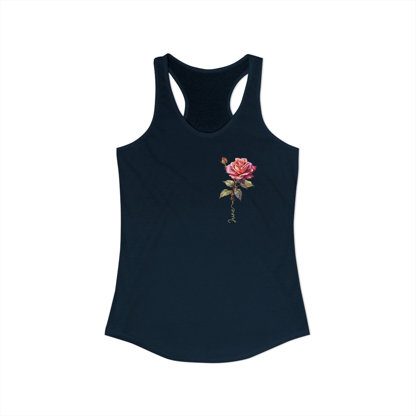 June Birth Flower Racerback – Watercolor Rose Tank for Soft‑Girl Summer Birthdays
