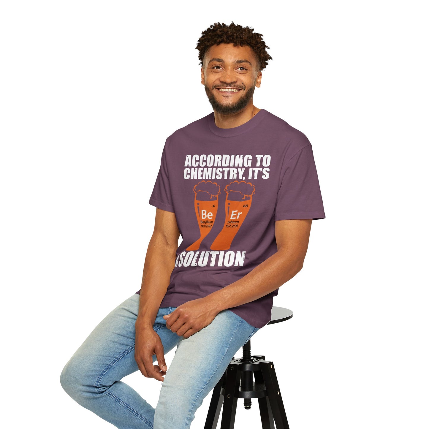 Viral Science BeEr Chemistry T-Shirt - Periodic Table Elements Graphic Comfort Colors Ring Spun Cotton Tee - Gift for Science Nerds