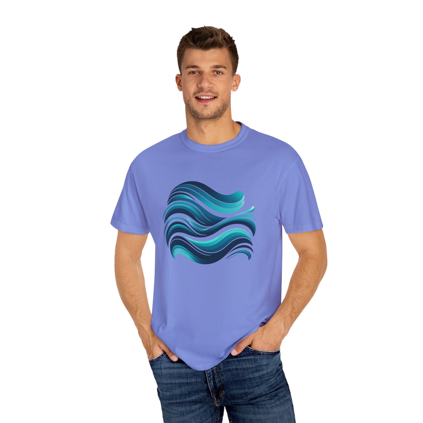 Abstract Ocean Wave T-Shirt Modern Aqua Design Artistic Sea Wave