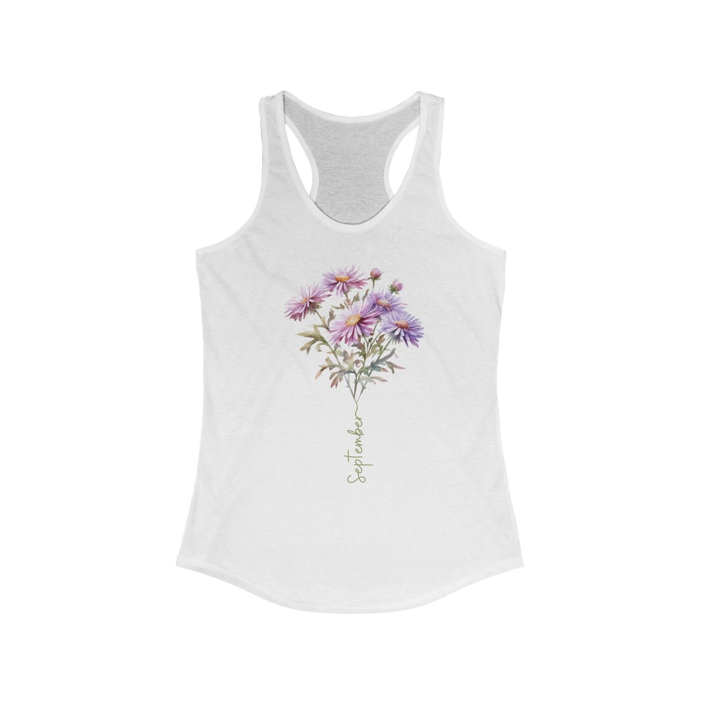 Charming September Aster Bloom - Women’s Birth Month Flower Tank Top