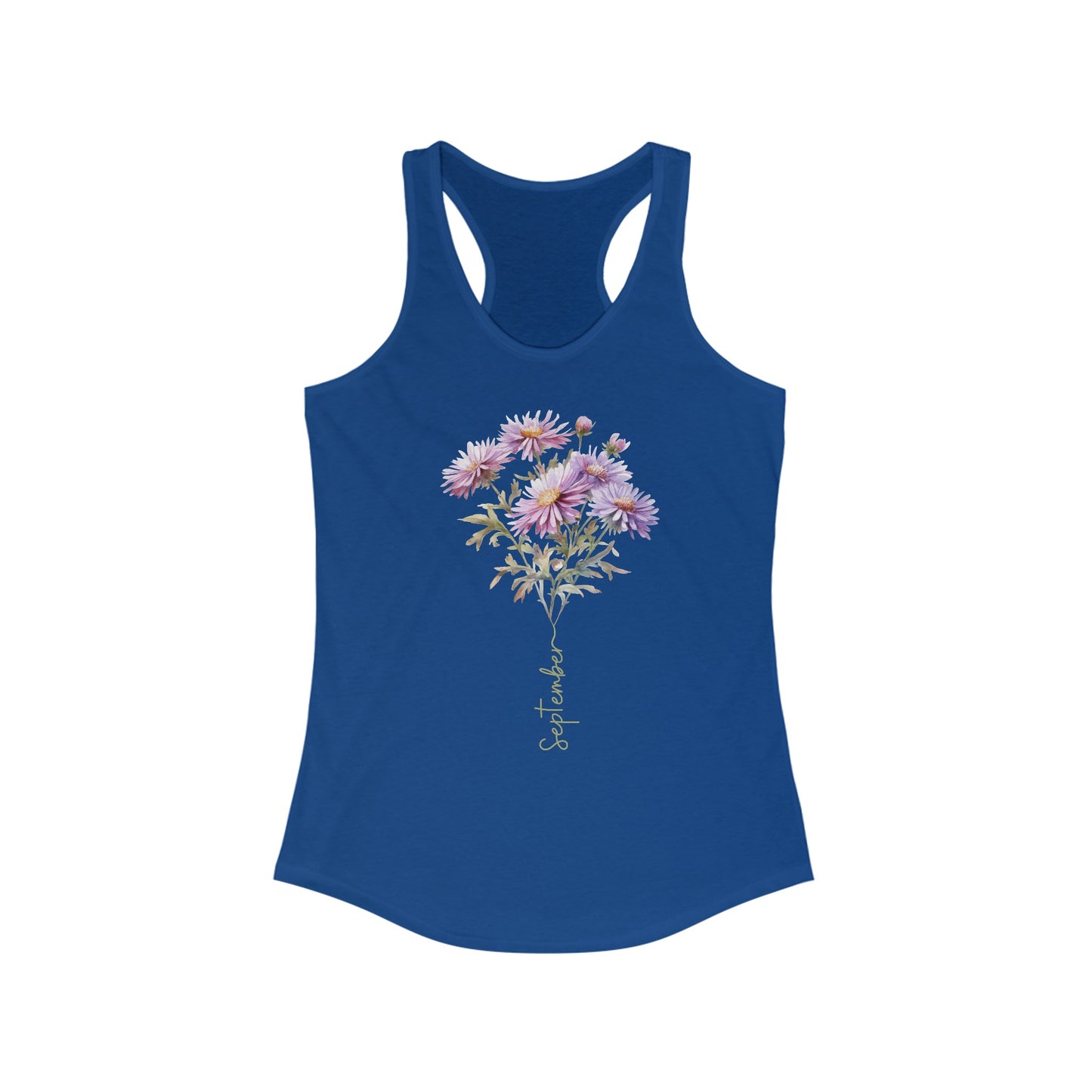Charming September Aster Bloom - Women’s Birth Month Flower Tank Top