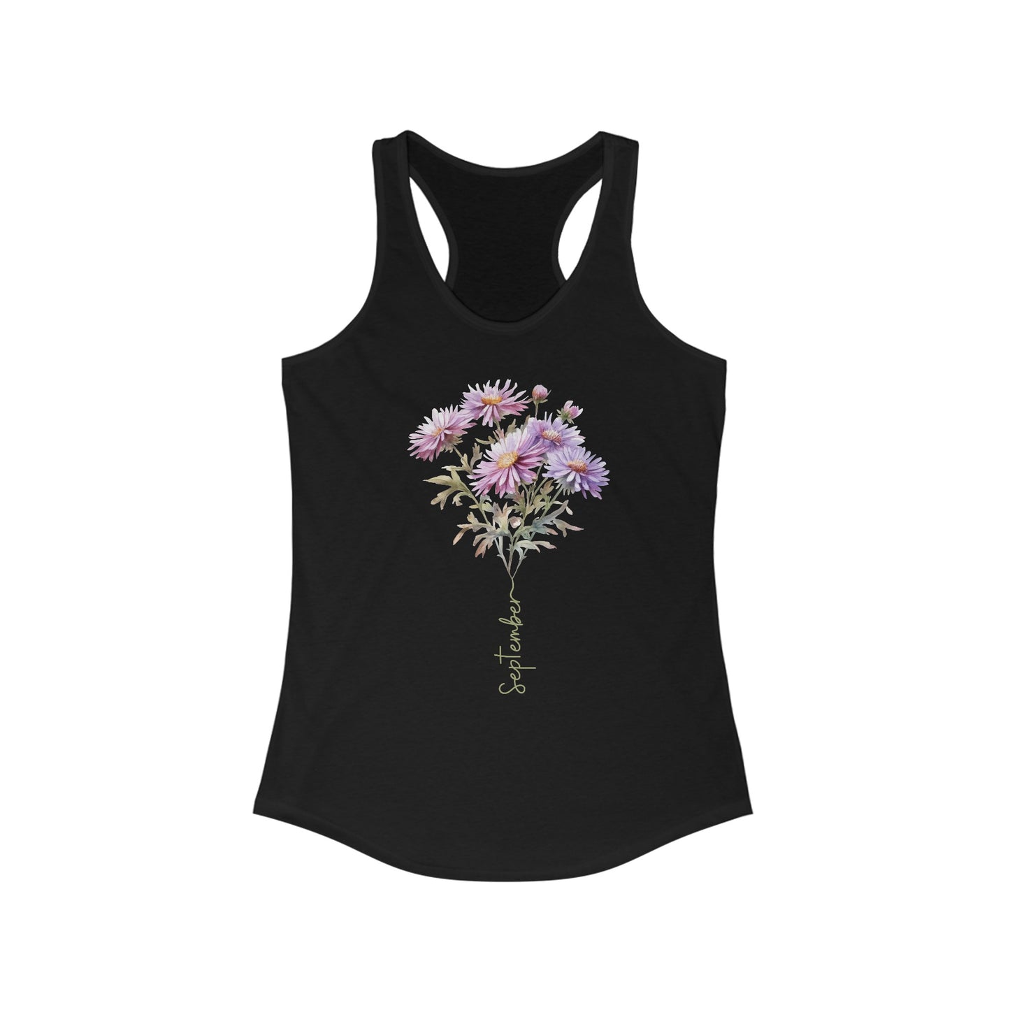 Charming September Aster Bloom - Women’s Birth Month Flower Tank Top