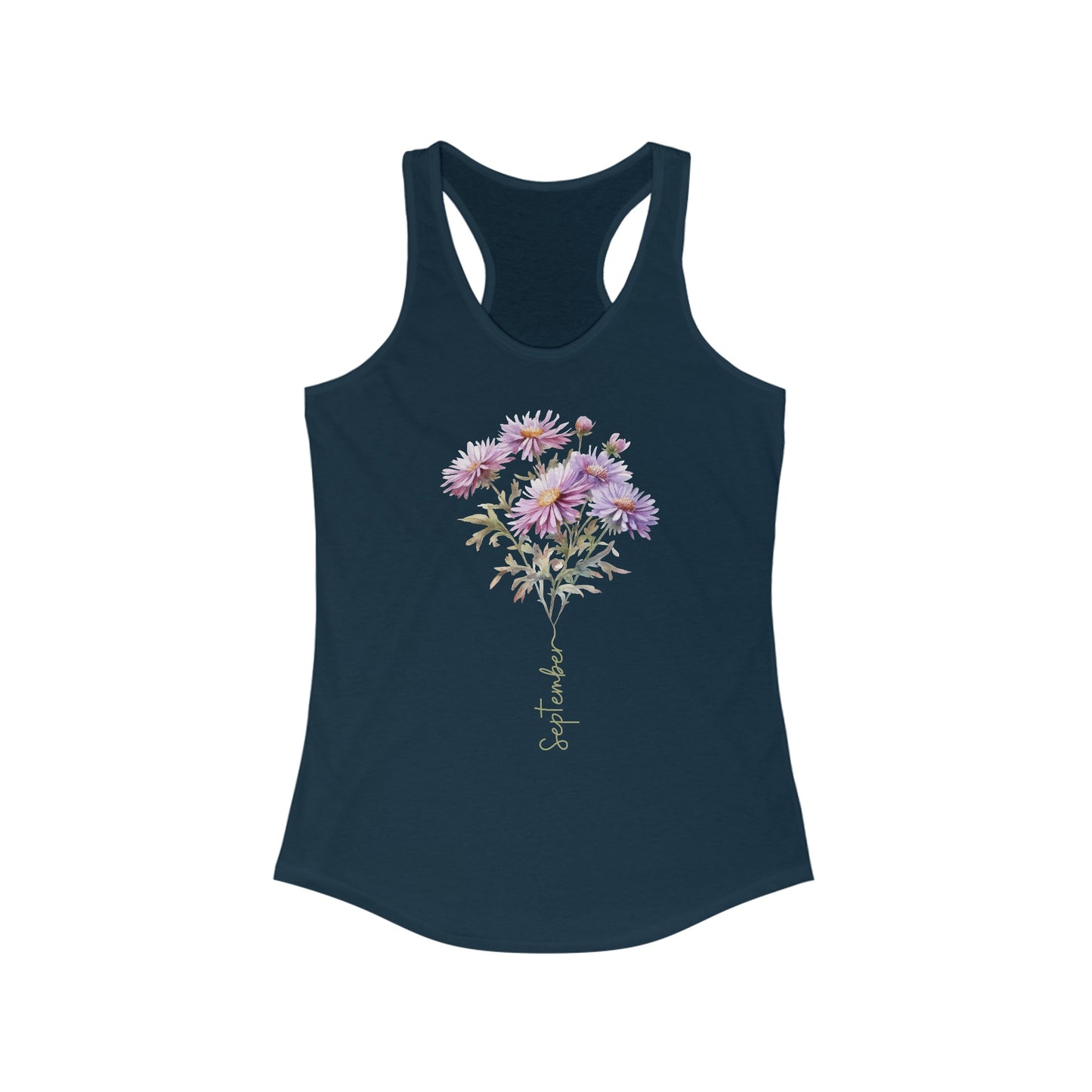 Charming September Aster Bloom - Women’s Birth Month Flower Tank Top