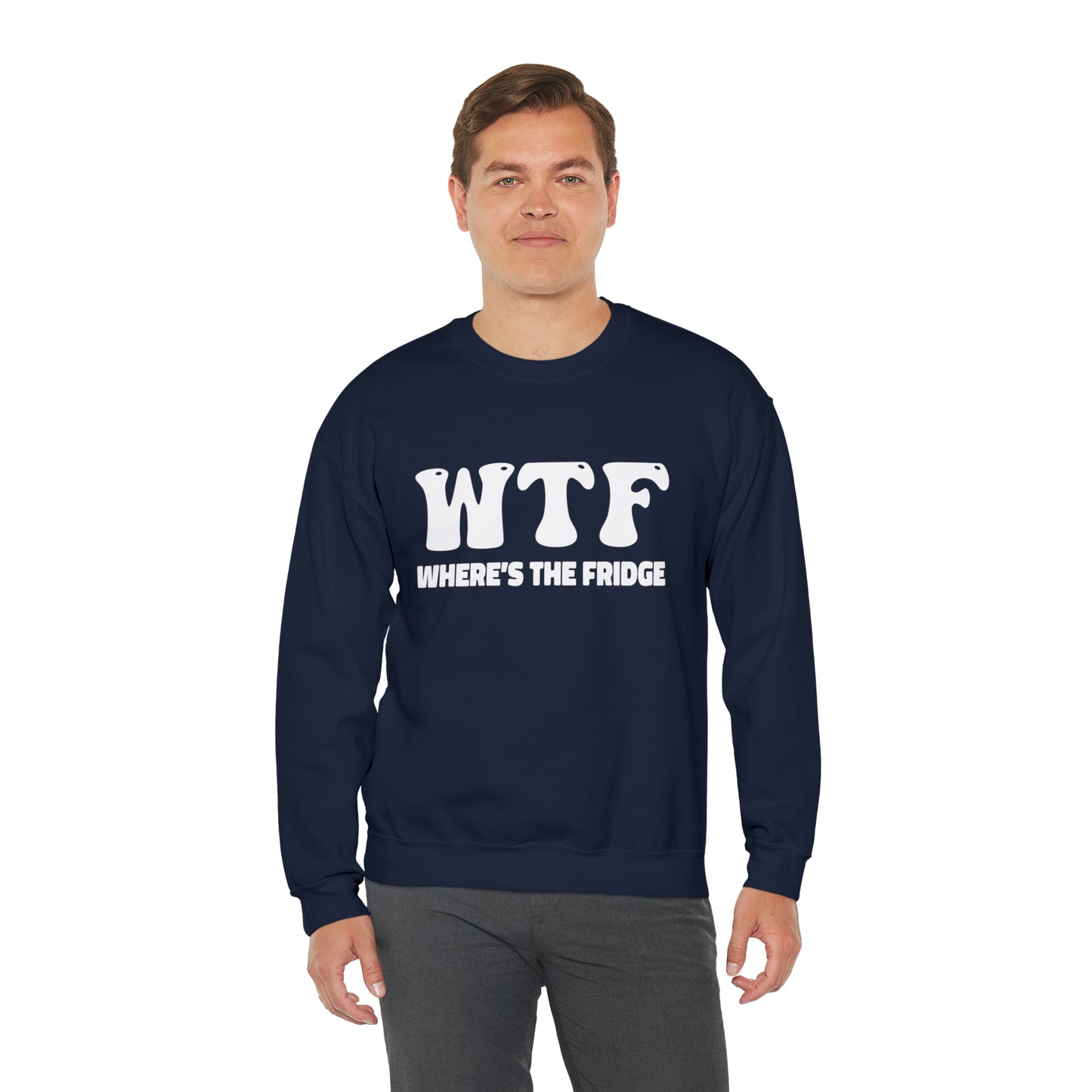 W.T.F. Where’s The Fridge, for Food Lovers,funny Christmas, Unisex Crewneck Sweatshirt, Foodie Sweatshirt, Family humor Gift,