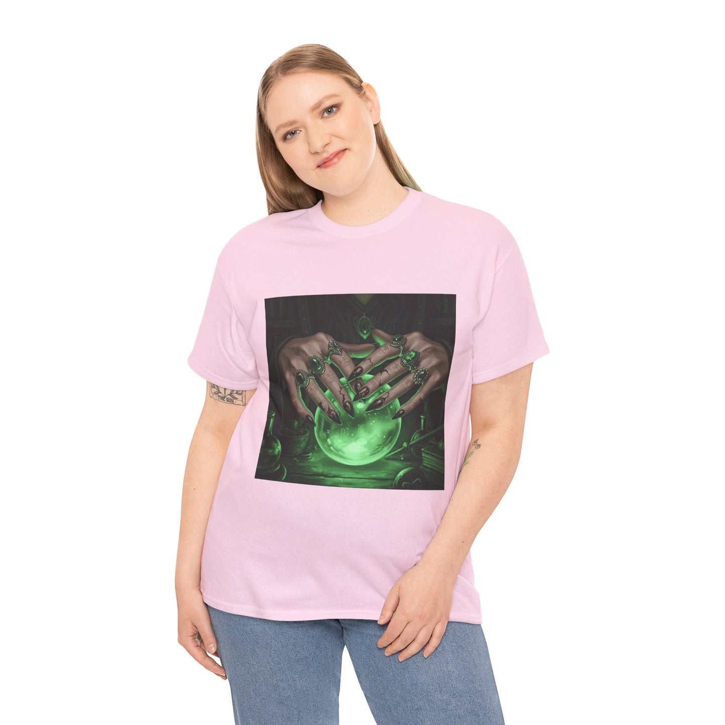 Sorceress's Grasp: Glowing Crystal Ball & Dark Witch Hands