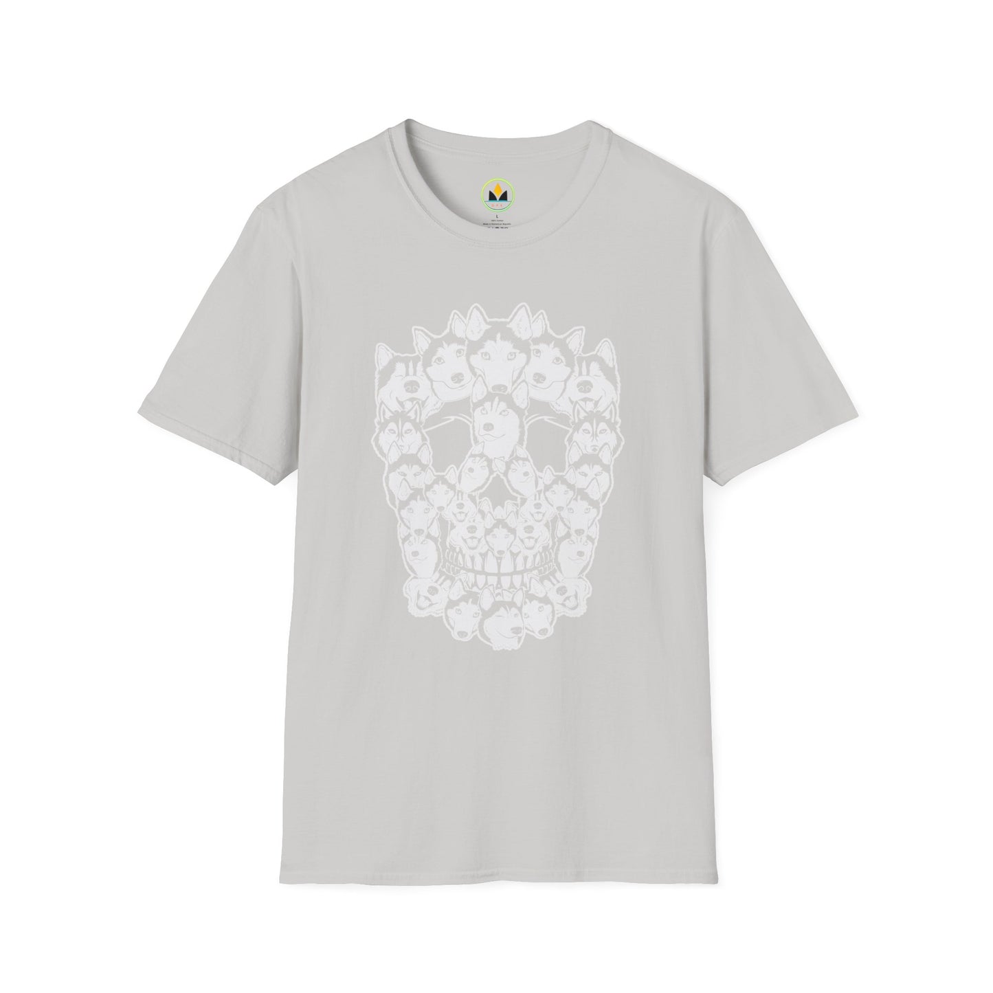Enigmatic Husky Canine Skull Tee - Mystical Halloween Unisex Softstyle T-Shirt