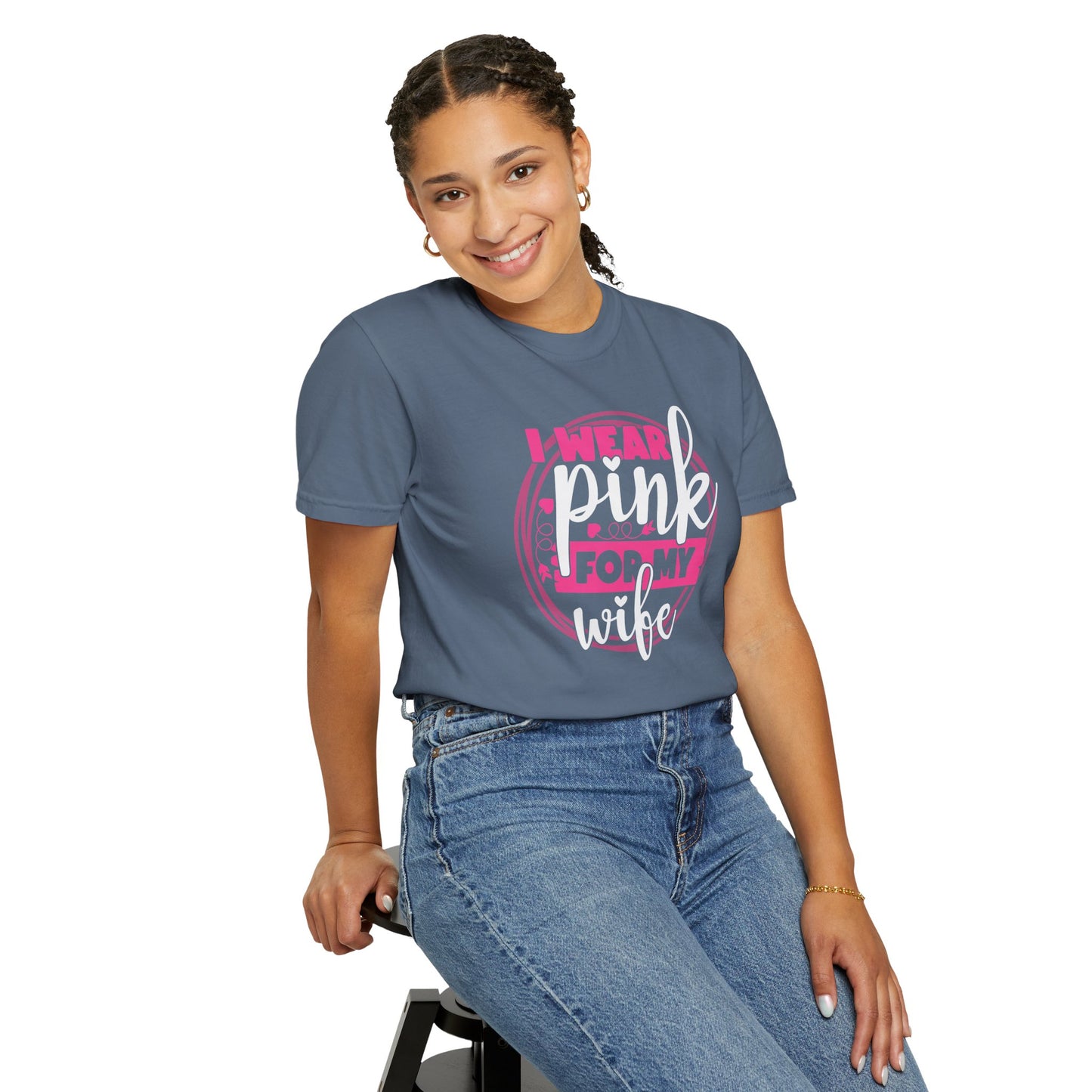I Wear Pink For My Wife - Supportive Breast Cancer Awareness T-Shirt