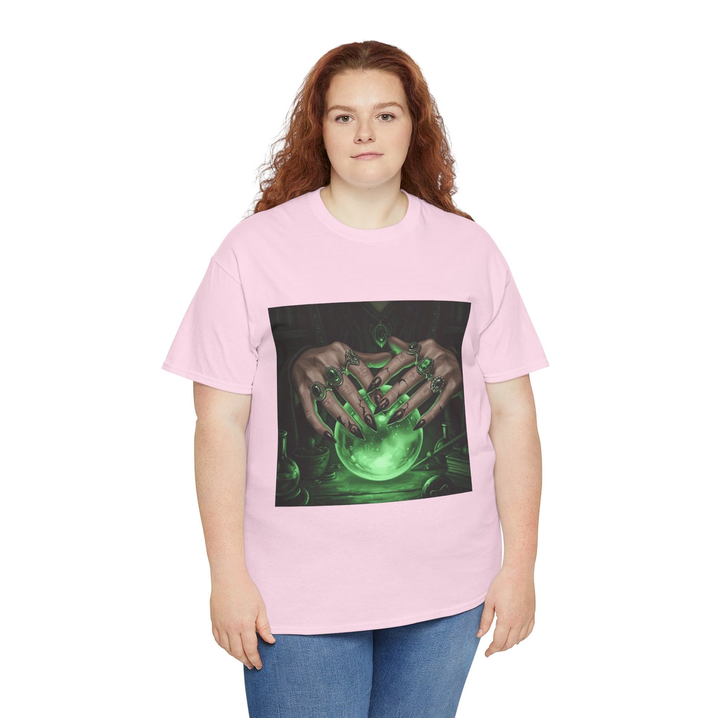 Sorceress's Grasp: Glowing Crystal Ball & Dark Witch Hands