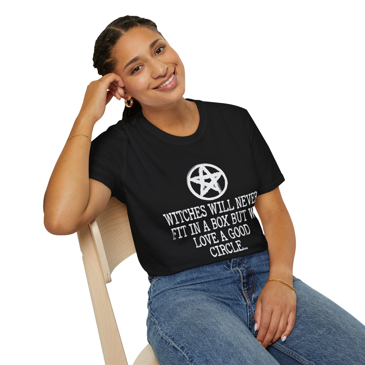 Spooky Circle-Loving Witches Halloween T-Shirt - Unique Pentagram Design